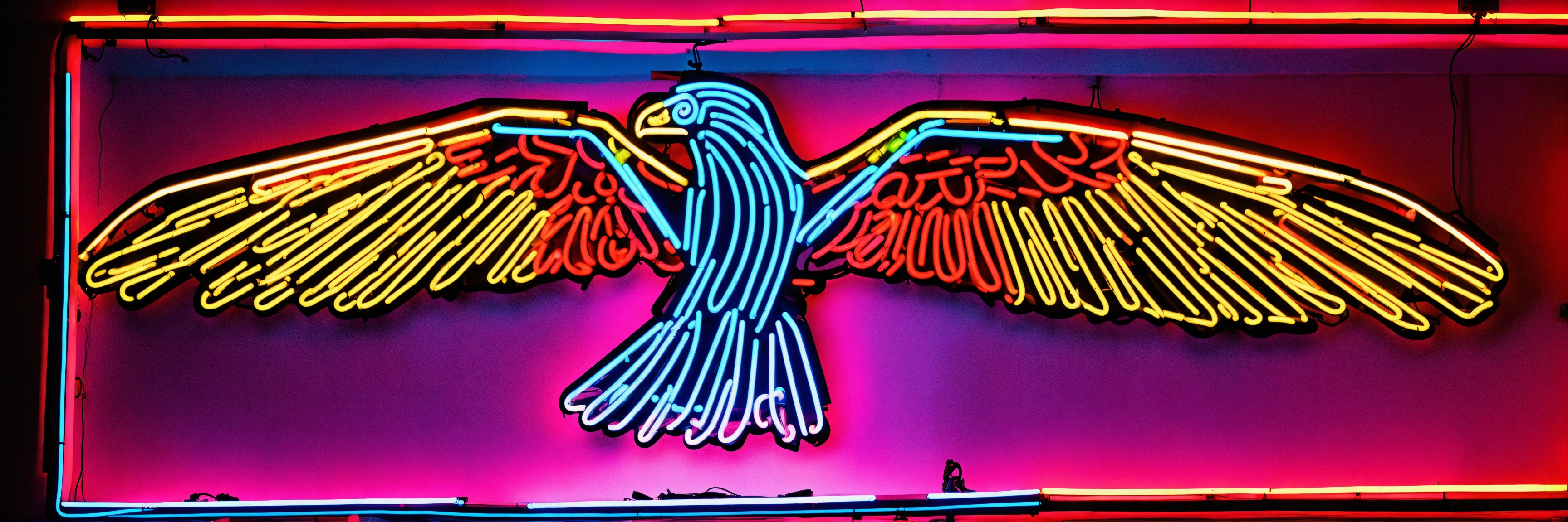 Lexica - Neon light sign with Vulture, Vulture with outstretched wing