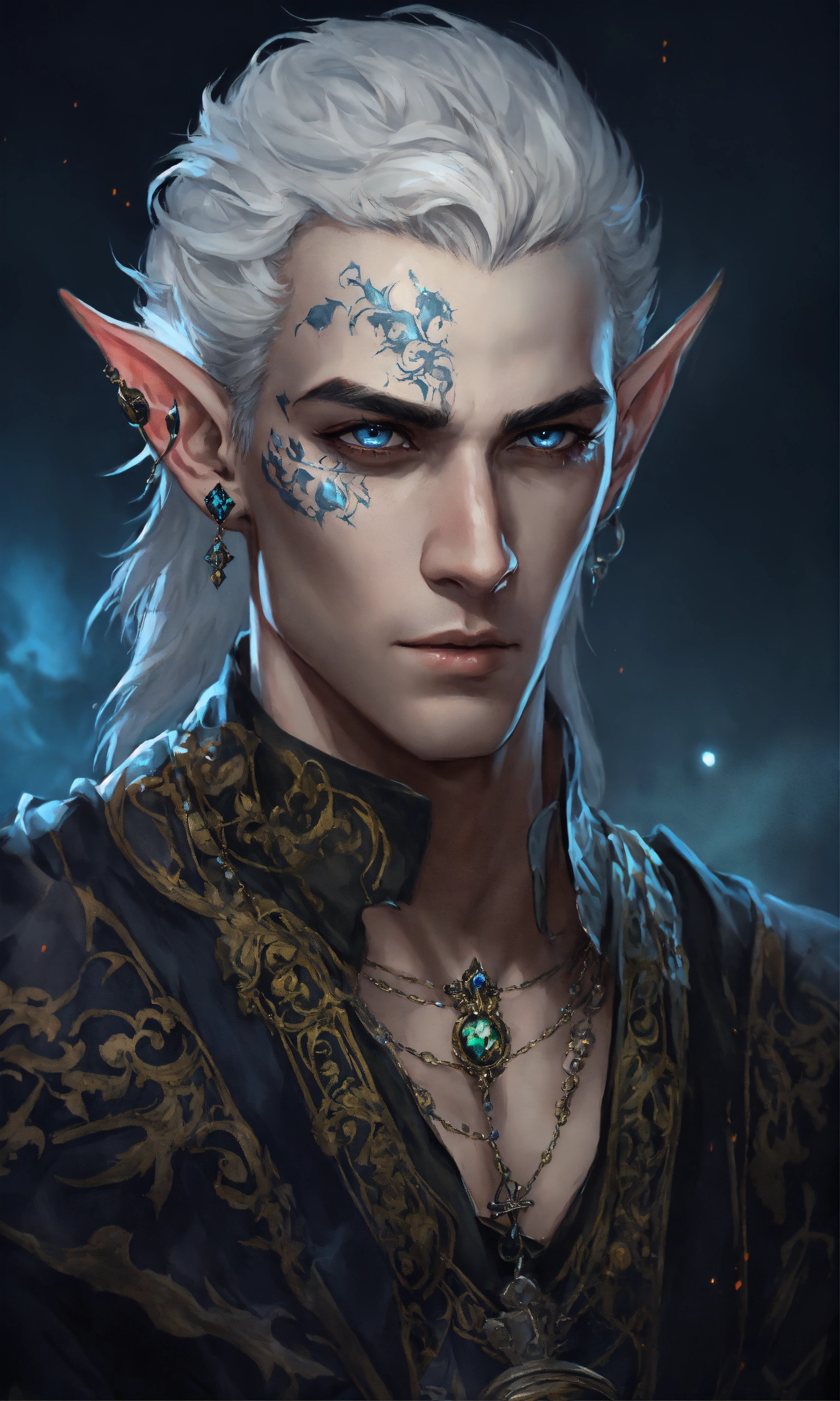 Lexica - Fantasy portrait of a tatooed male elf, sickly thin, gaunt ...
