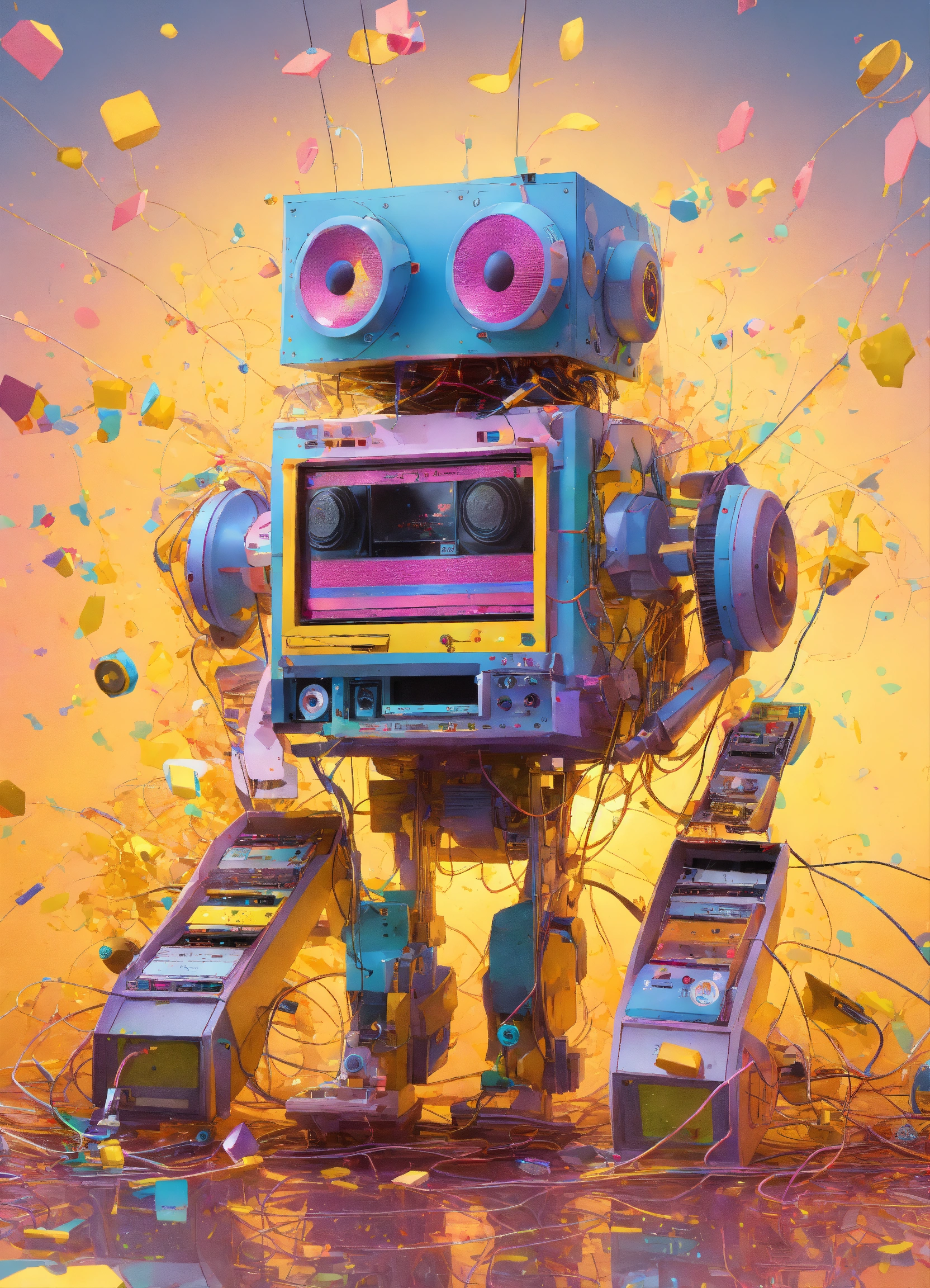 Lexica - Pastel colors low-angle view shot Photography of a robot body ...