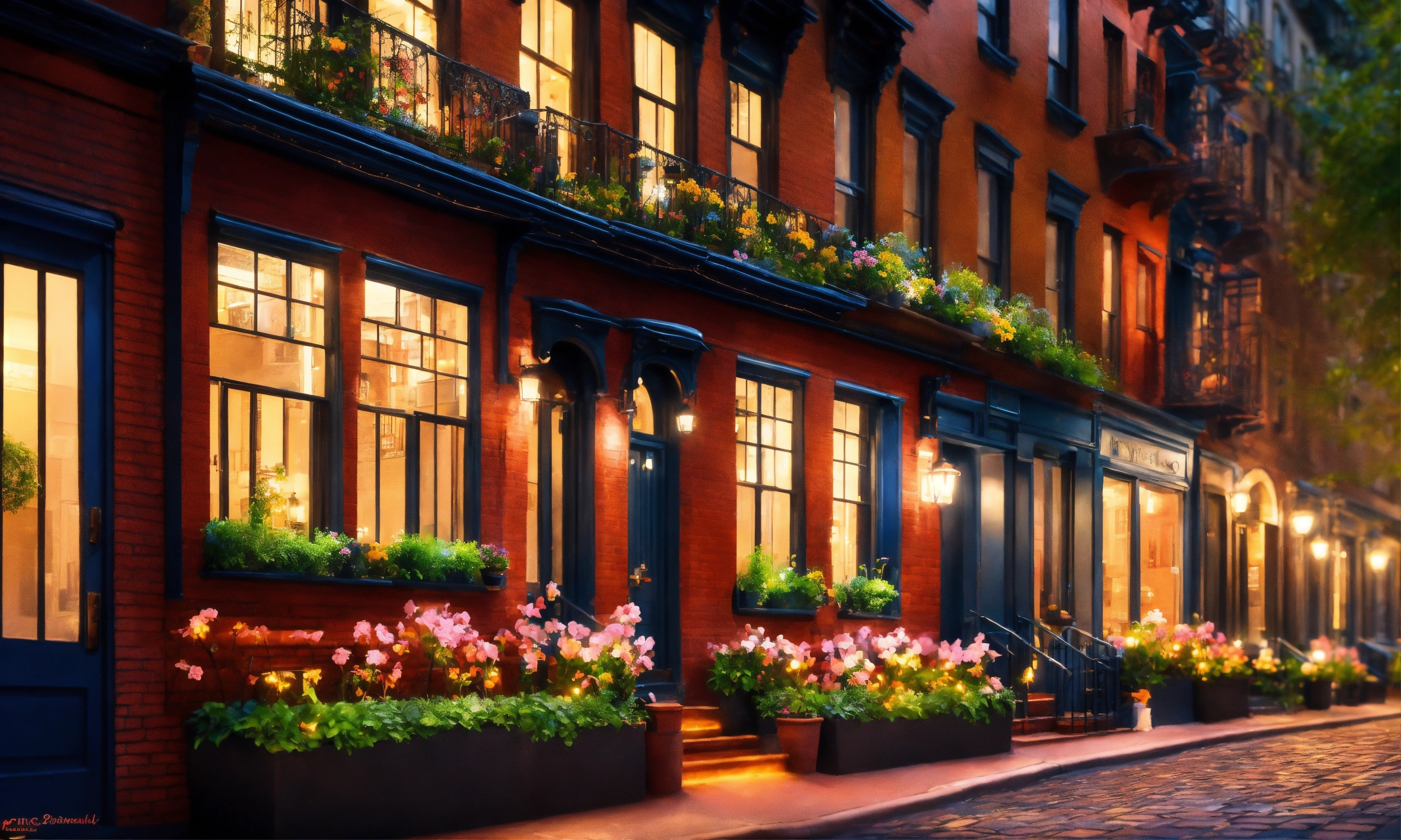 Lexica - Epic shot of a brownstone houses in Greenwich Village in New ...
