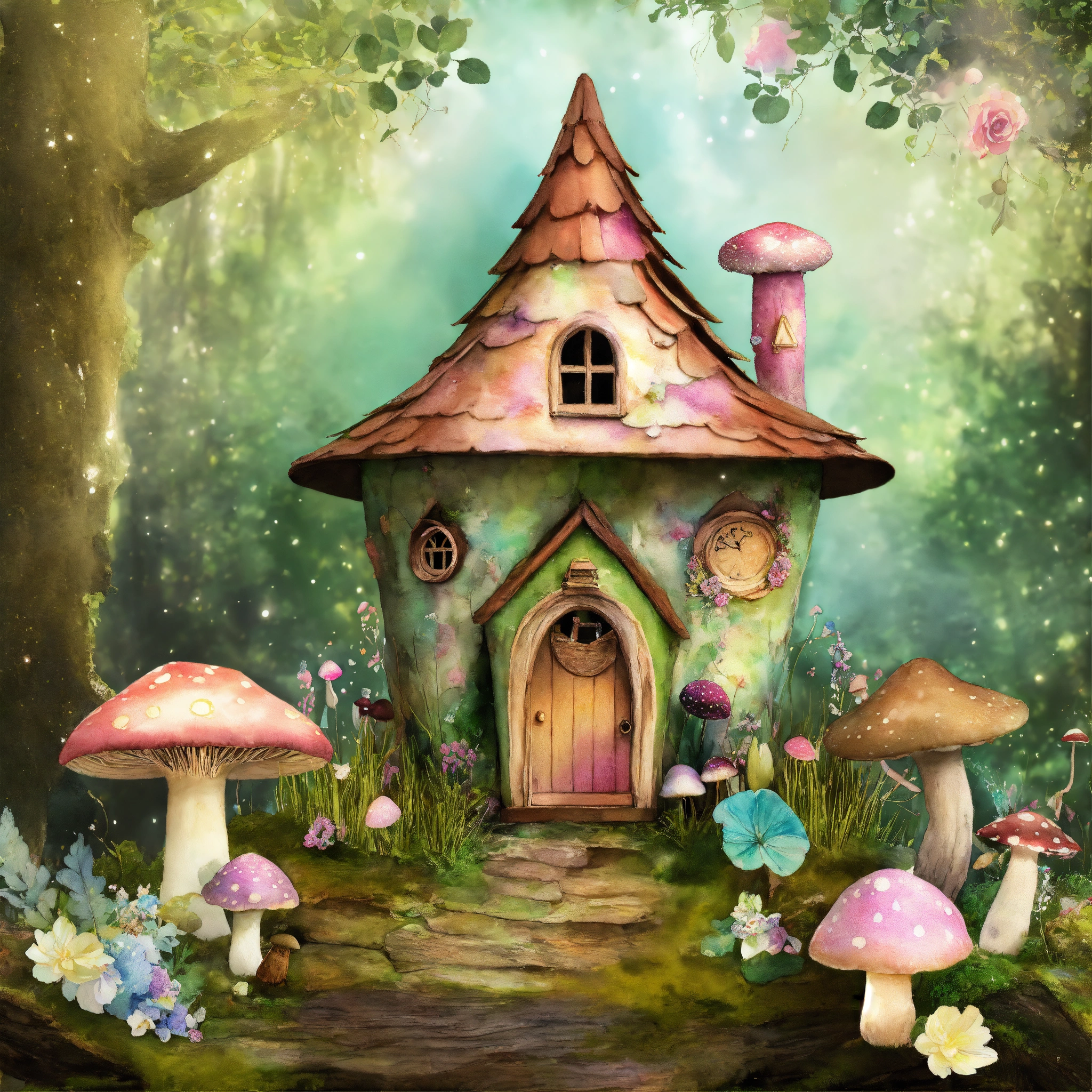 Lexica - Shabby chic dreamy mist pastel junk journals Fairy House ...