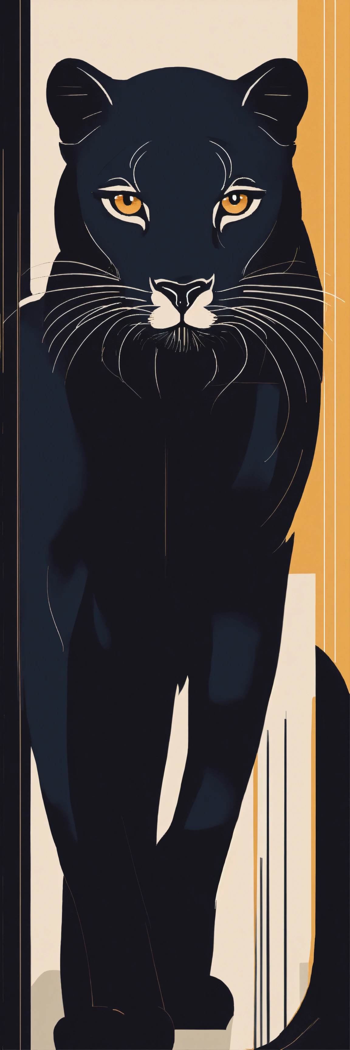Lexica - A minimalistic illustration of a panther black, capturing its ...