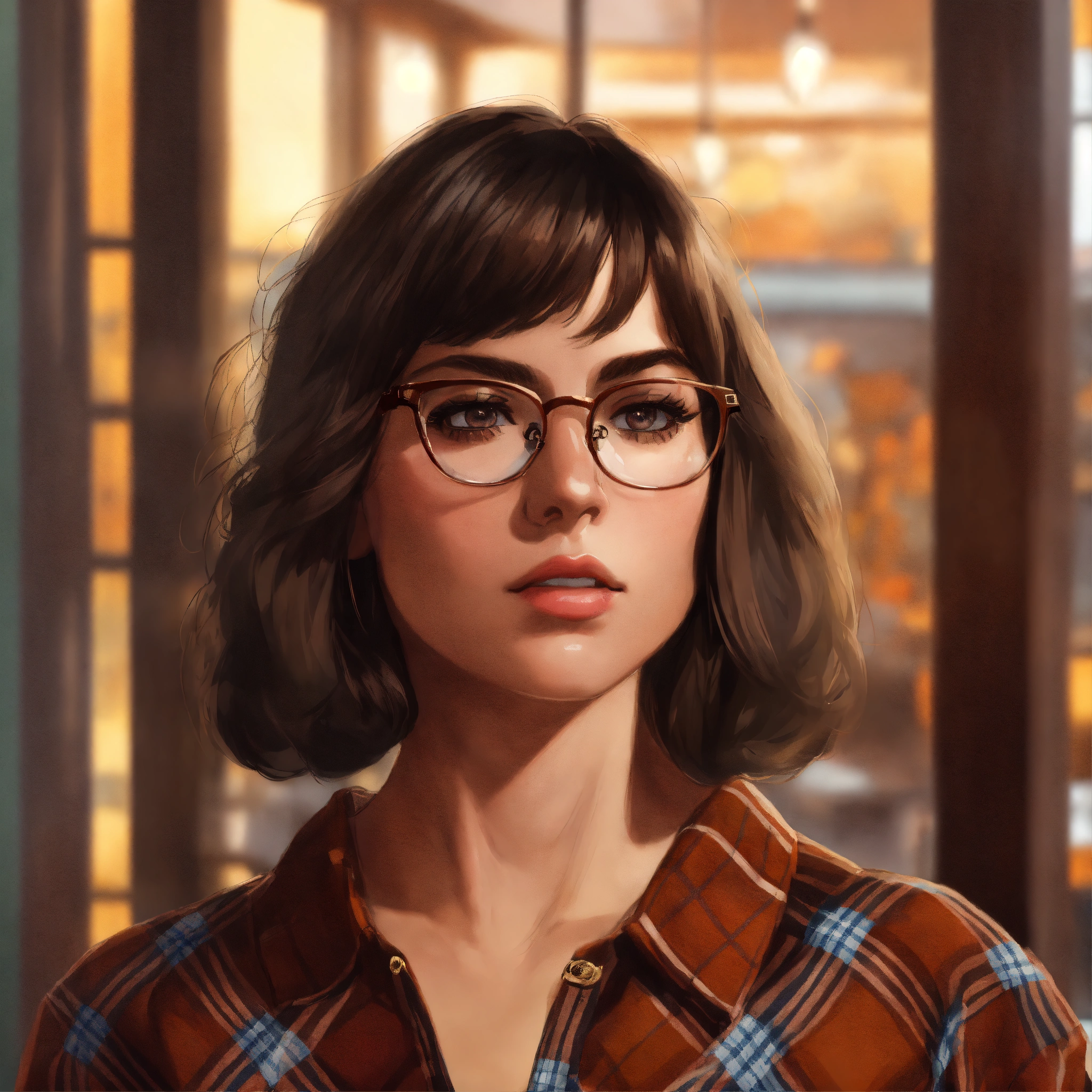 Lexica - A digital portrait of a stern woman with dark chocolate brown ...