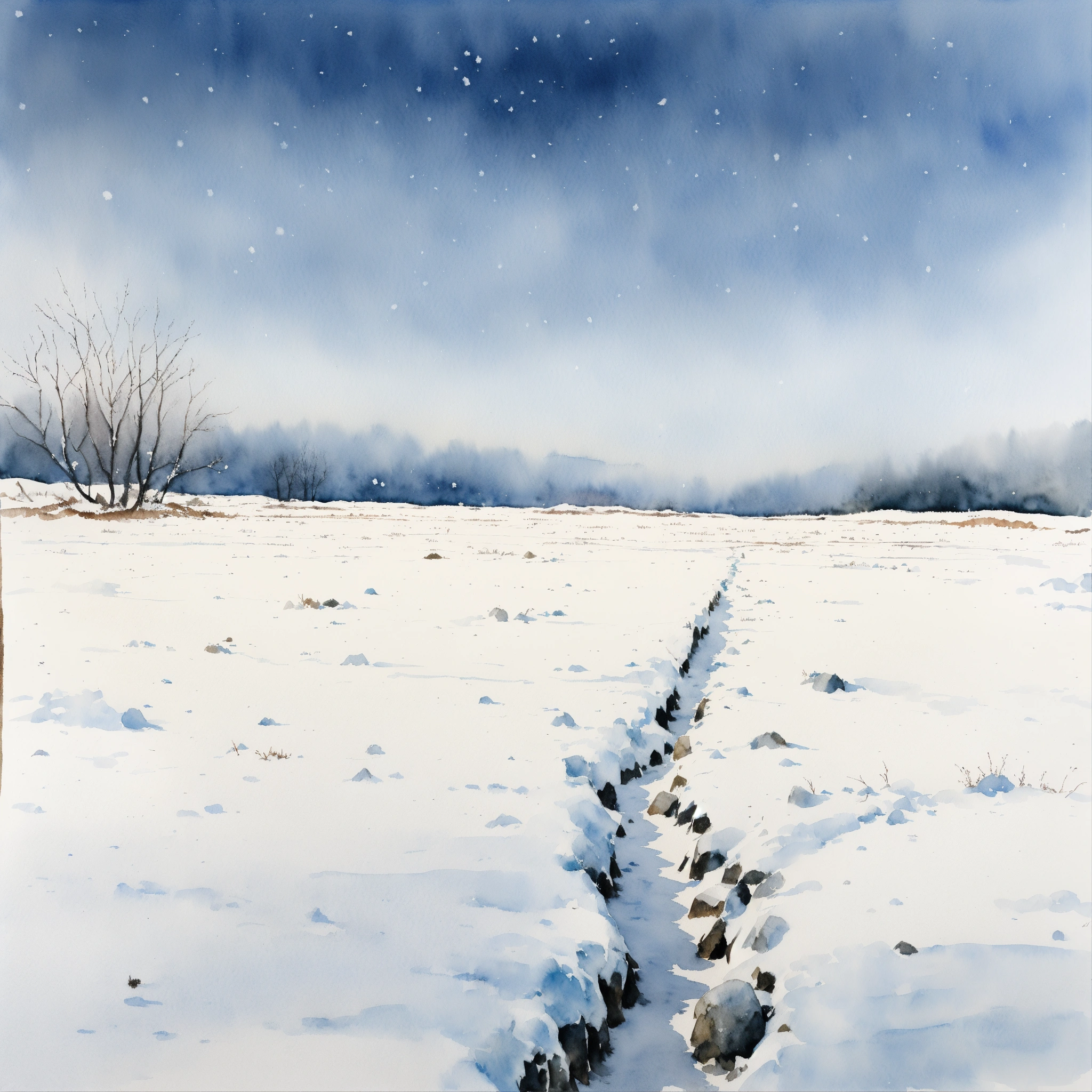 Lexica - Very minimal landscape of clean white snow on the ground, with ...