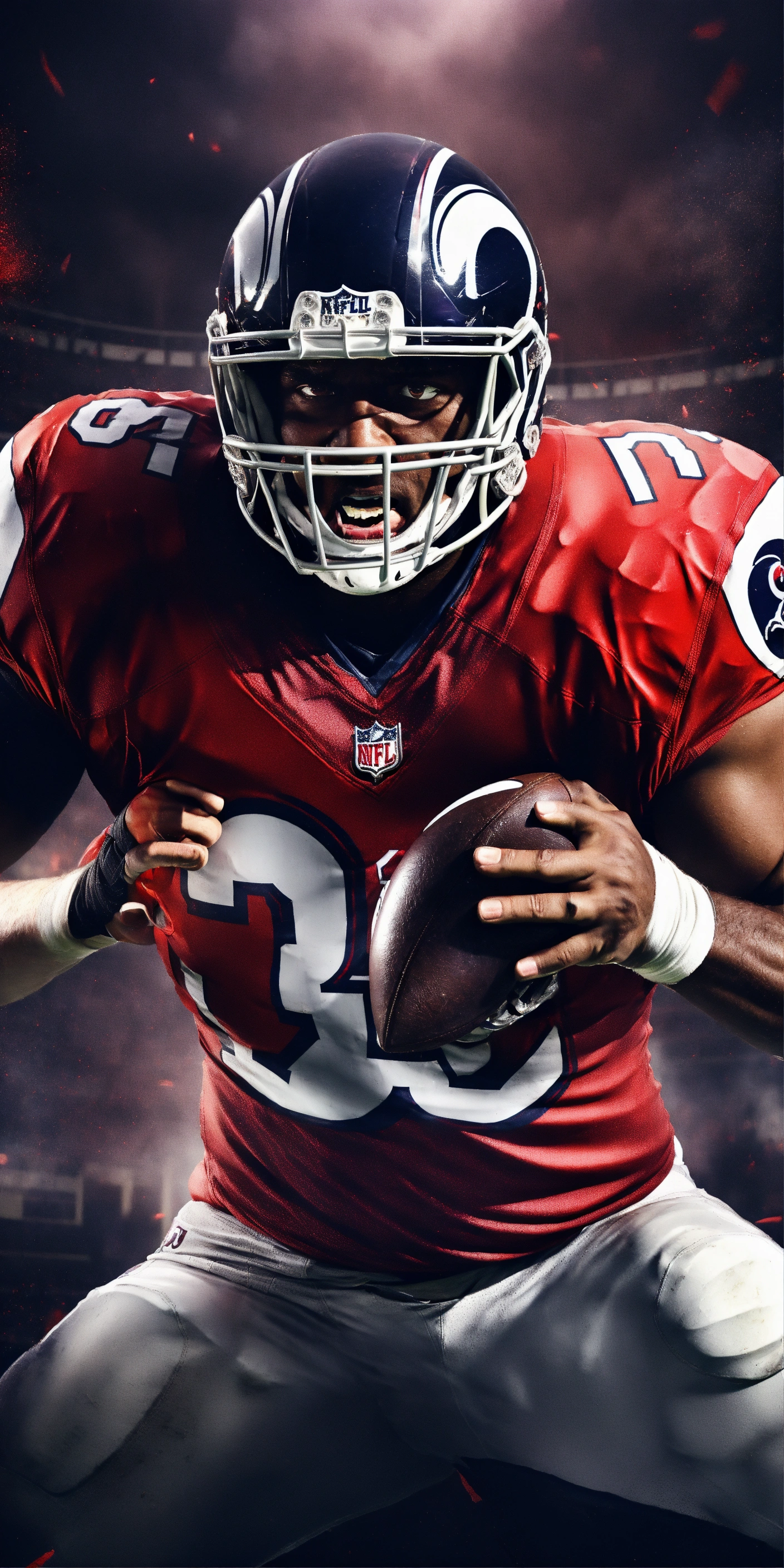 Lexica - High end aggressive nfl football player, photography, dramatic ...