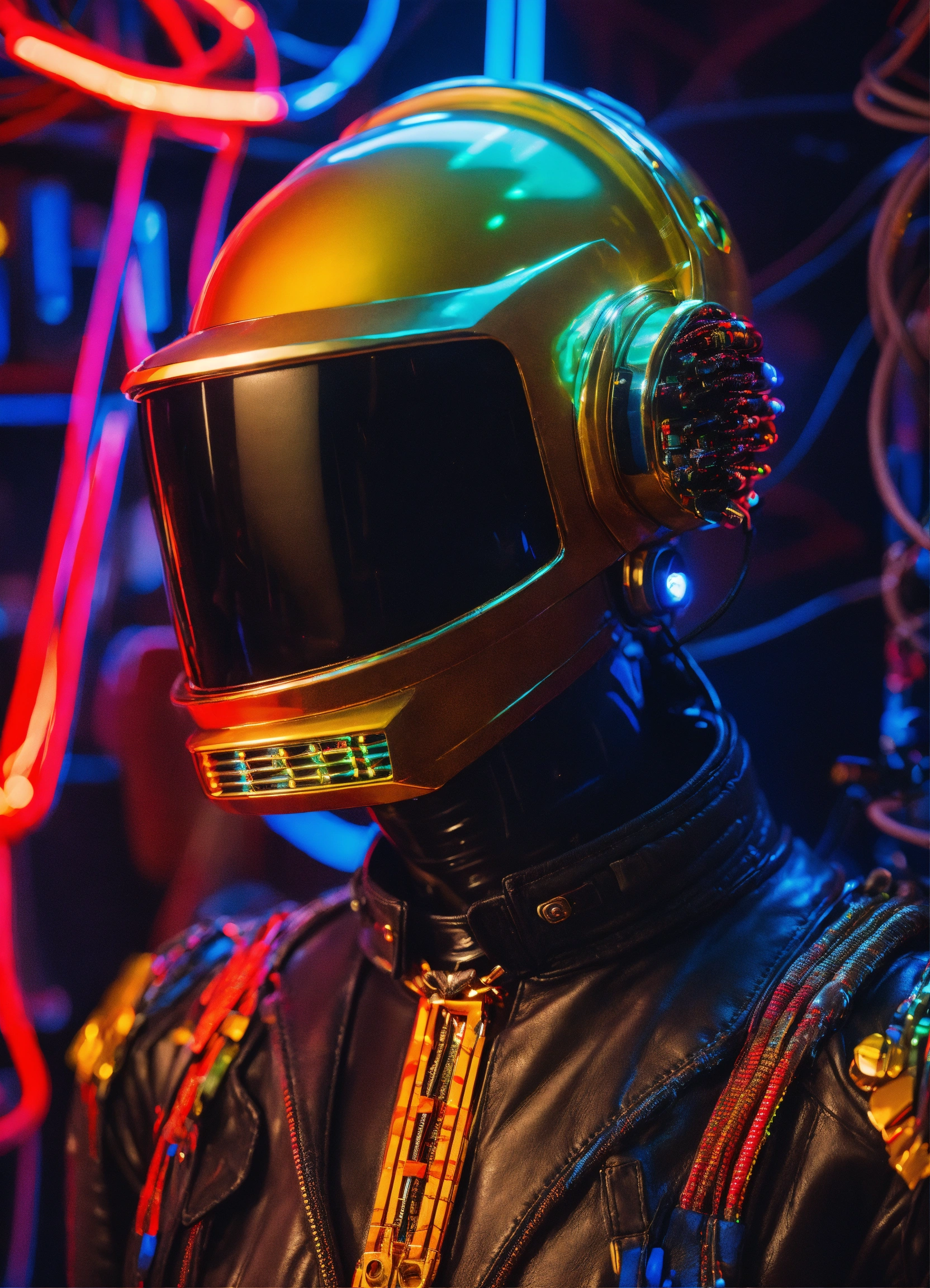 Lexica - Close up portrait Photography, one of the Daft Punk robots ...