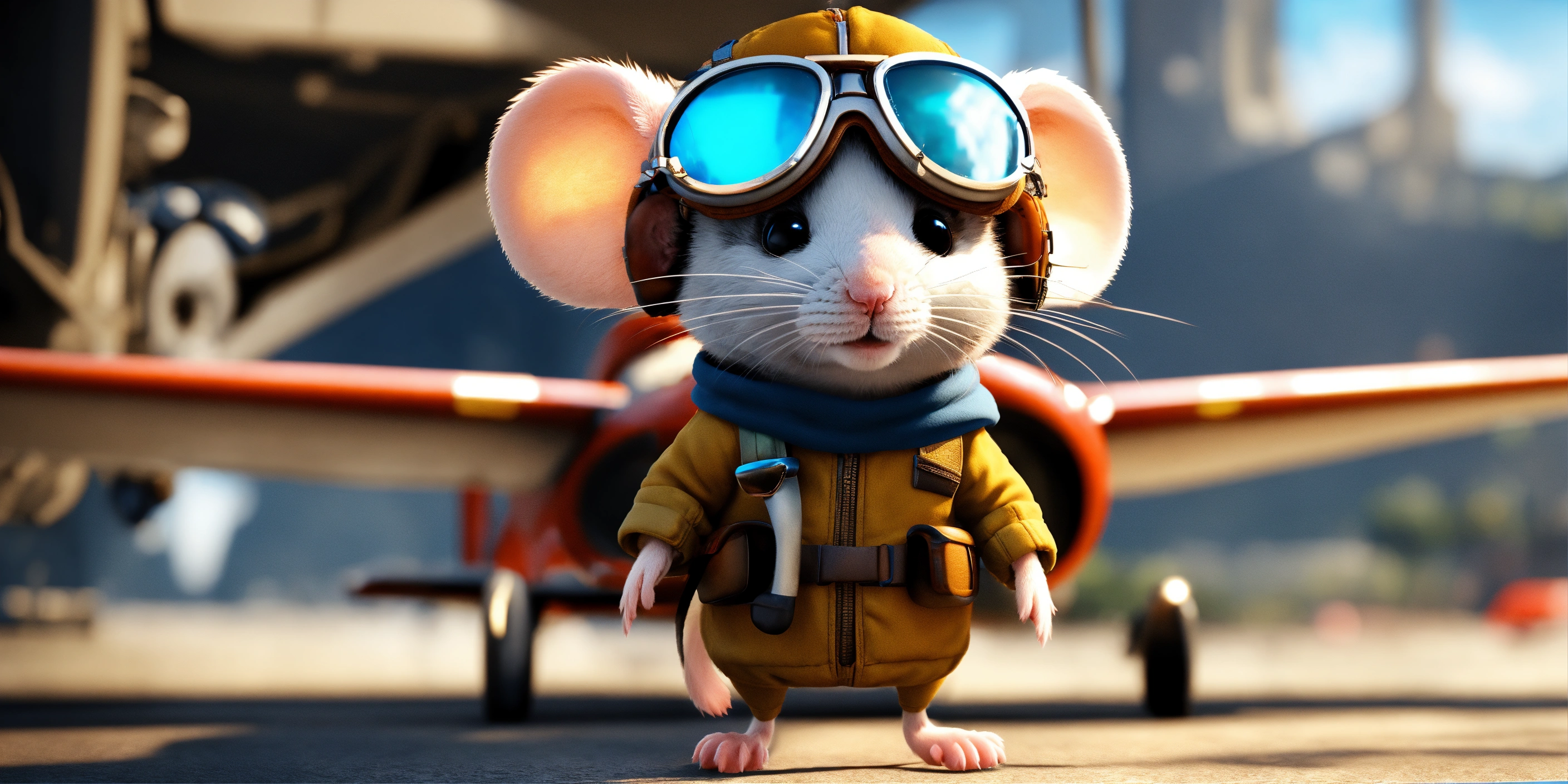 Lexica - A cute mouse pilot wearing aviator goggles, unreal engine ...