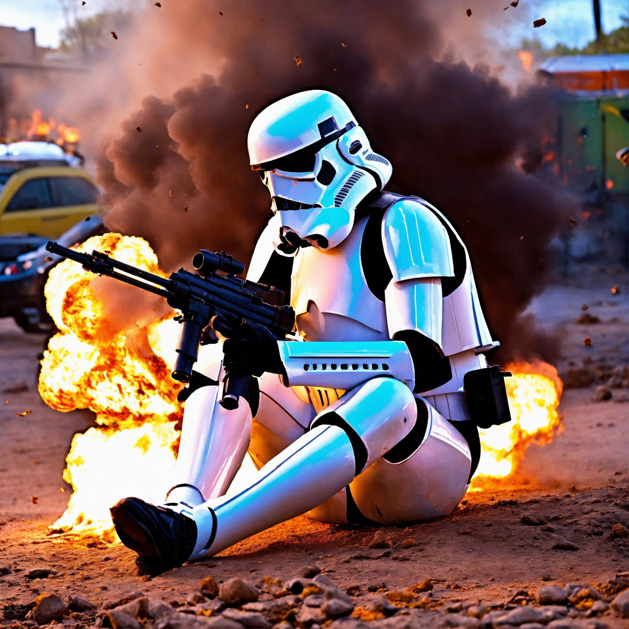 Lexica - Stromtrooper on the ground explosion