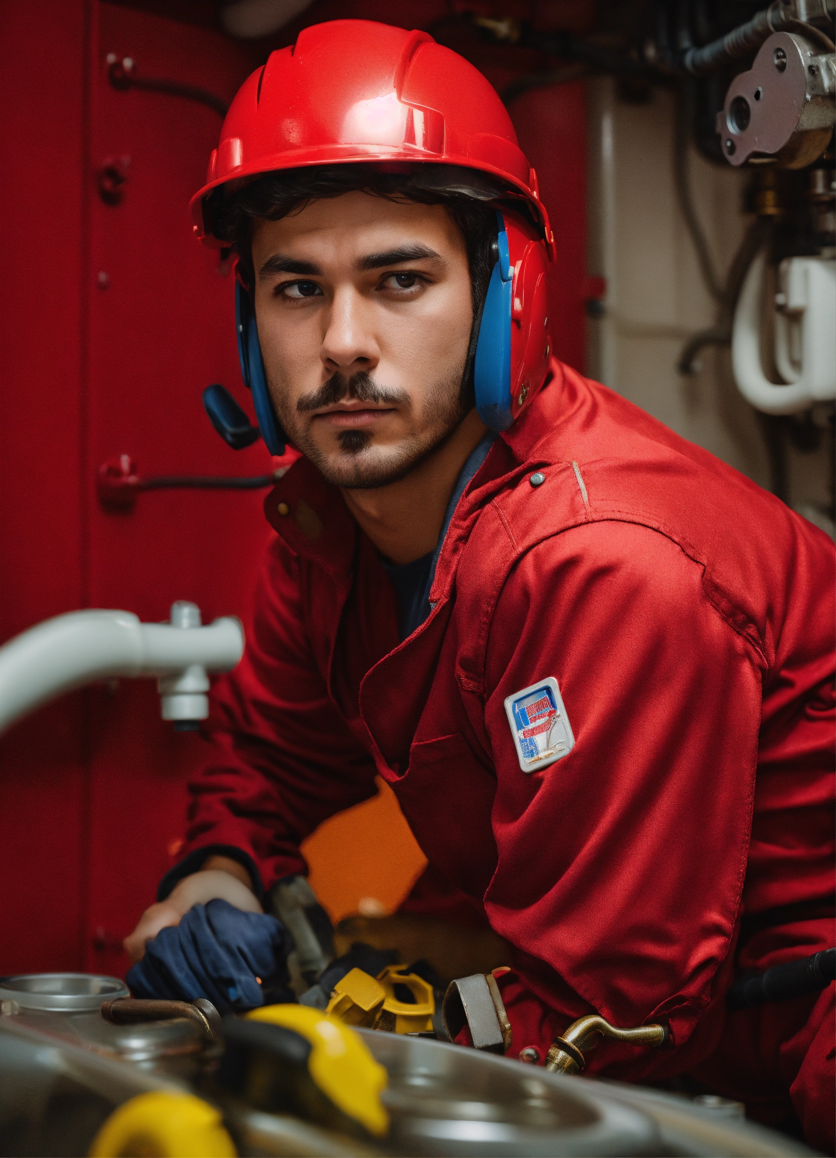 Lexica - A plumber in a red outfit and a red hard helm