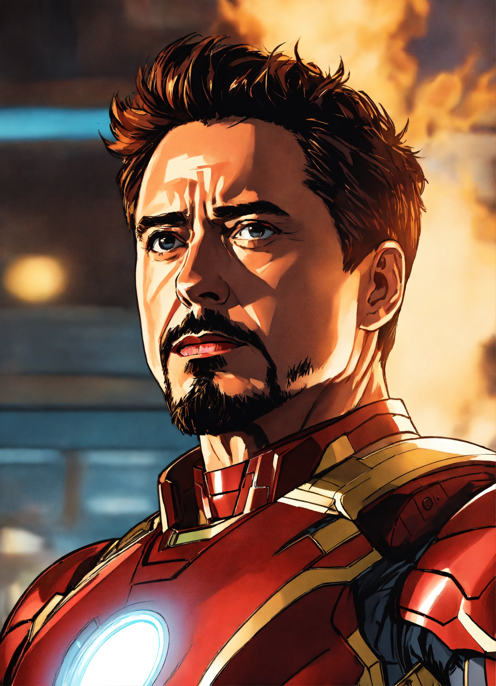 Lexica - Drawn comic book page, Marvel style Tony Stark in iron man ...