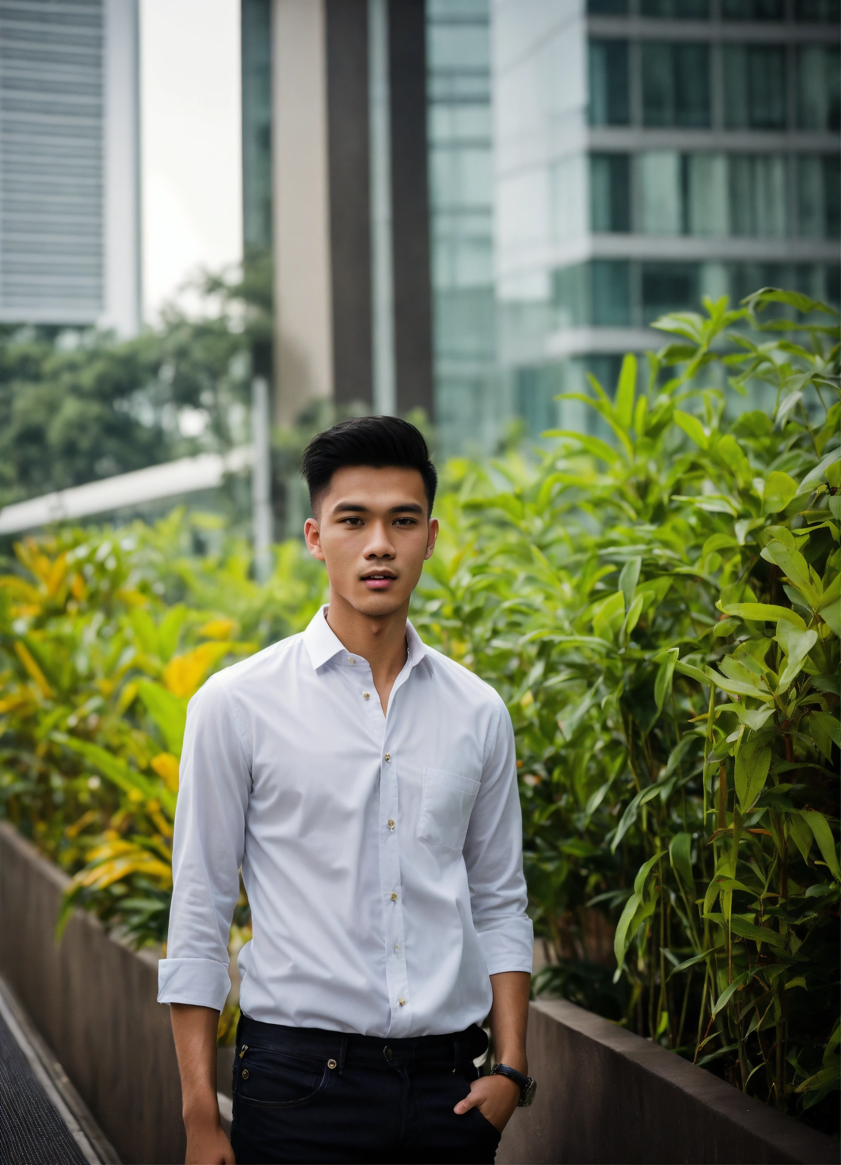 Lexica - A 21 year old handsome man, in a long white button down shirt ...