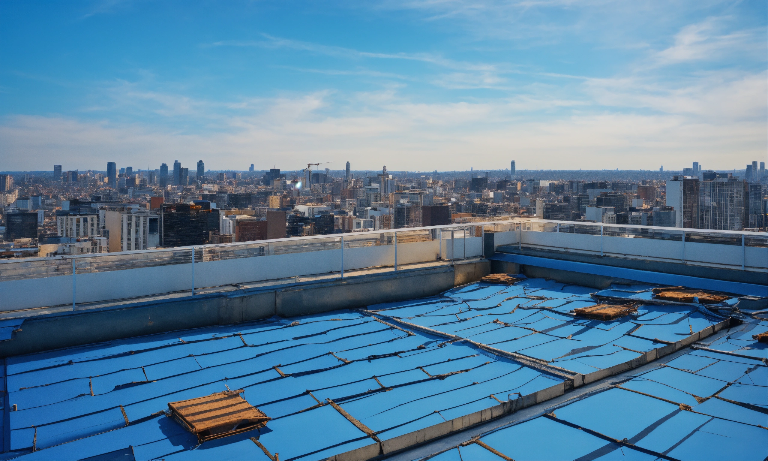 Lexica - Highrise rooftop, blue sky, 4k, bright