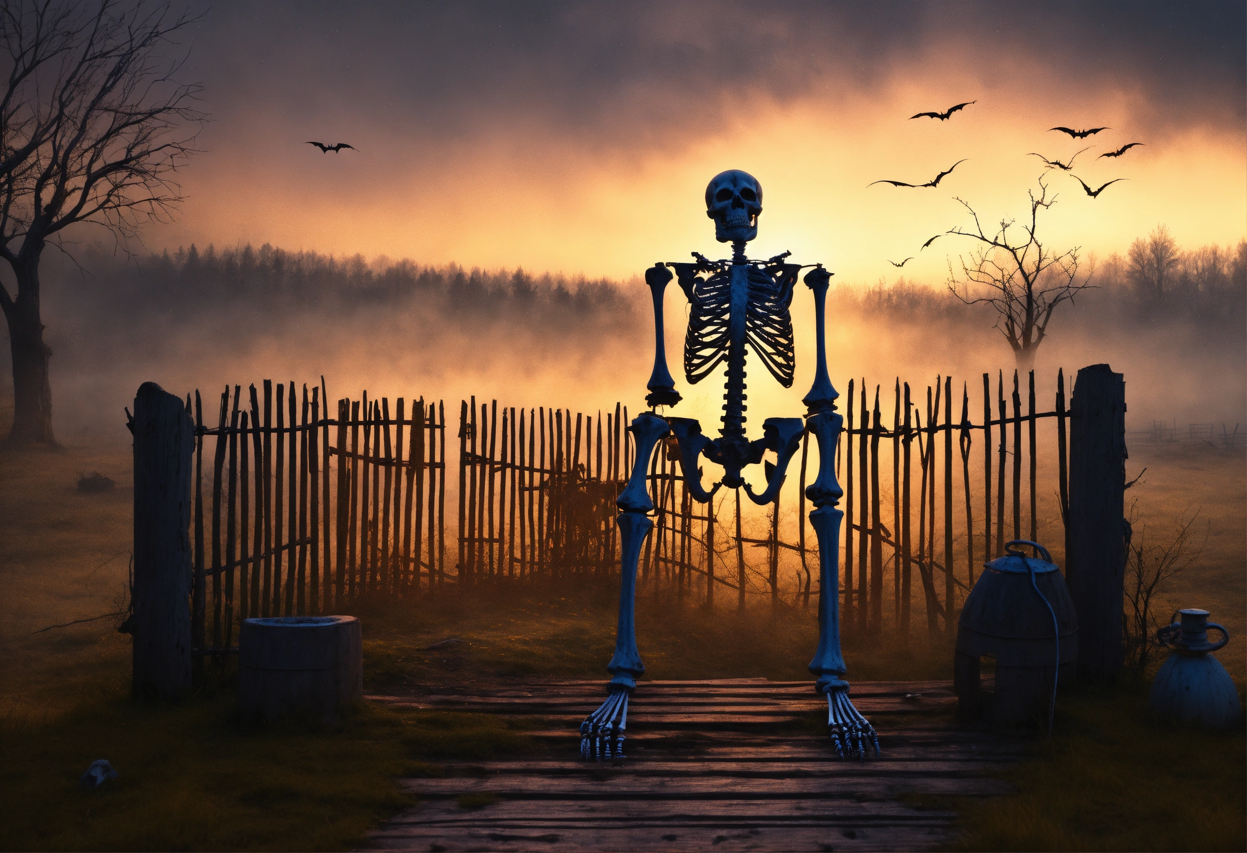 Lexica - Create a digital art piece featuring a skeleton sitting on an ...