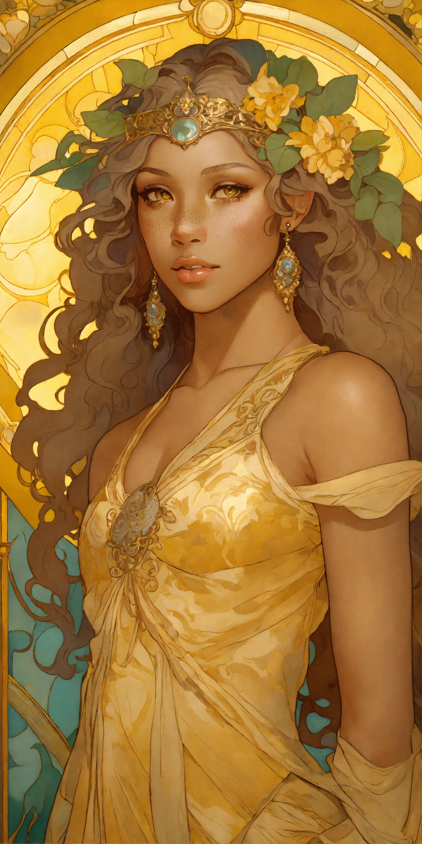 Lexica - Portrait of a young elf biracial woman with bronze skin ...