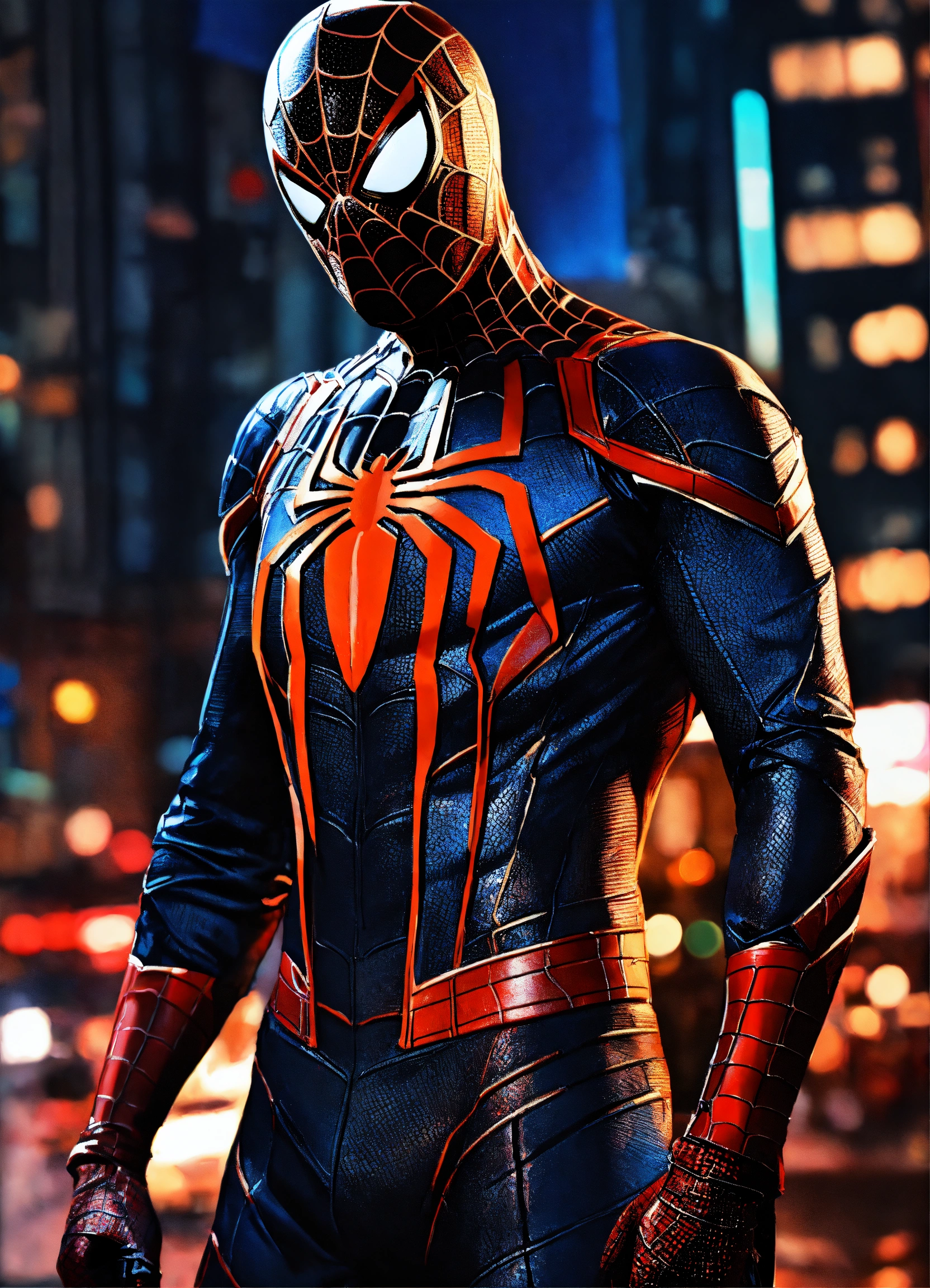 Lexica Portrait Painting Of Spider Man Wearing A Leather Suit Ultra