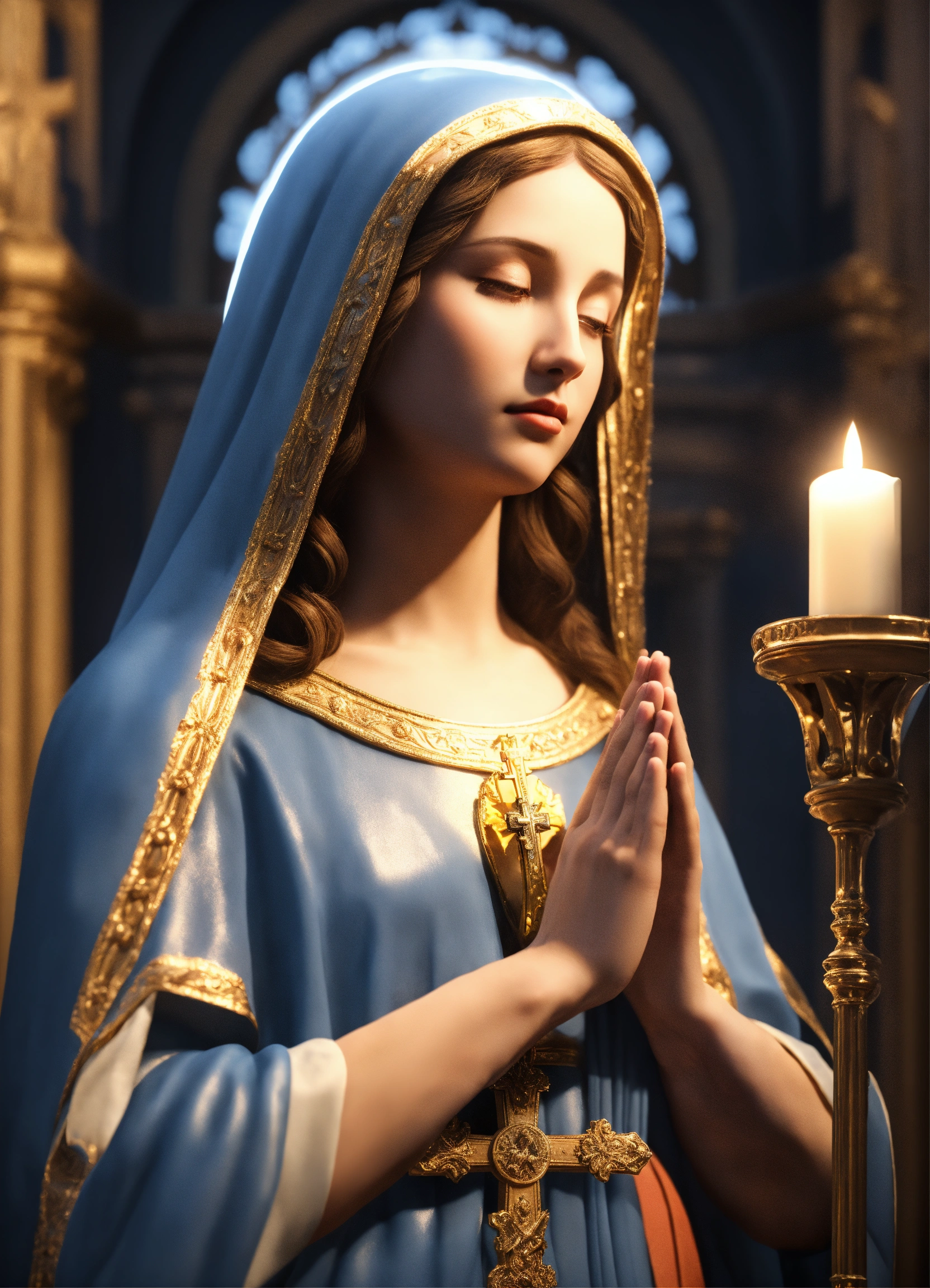 Lexica - Unreal engine render of a Beautiful 8k Virgin Mary praying ...