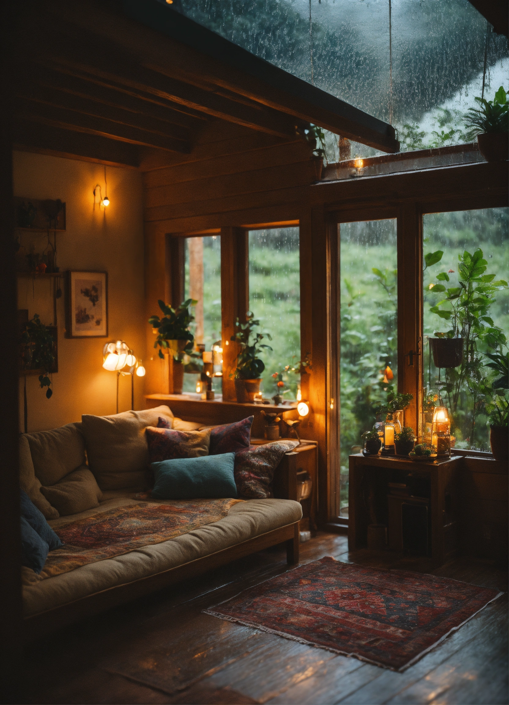 Lexica - Cozy relax house inside view rain