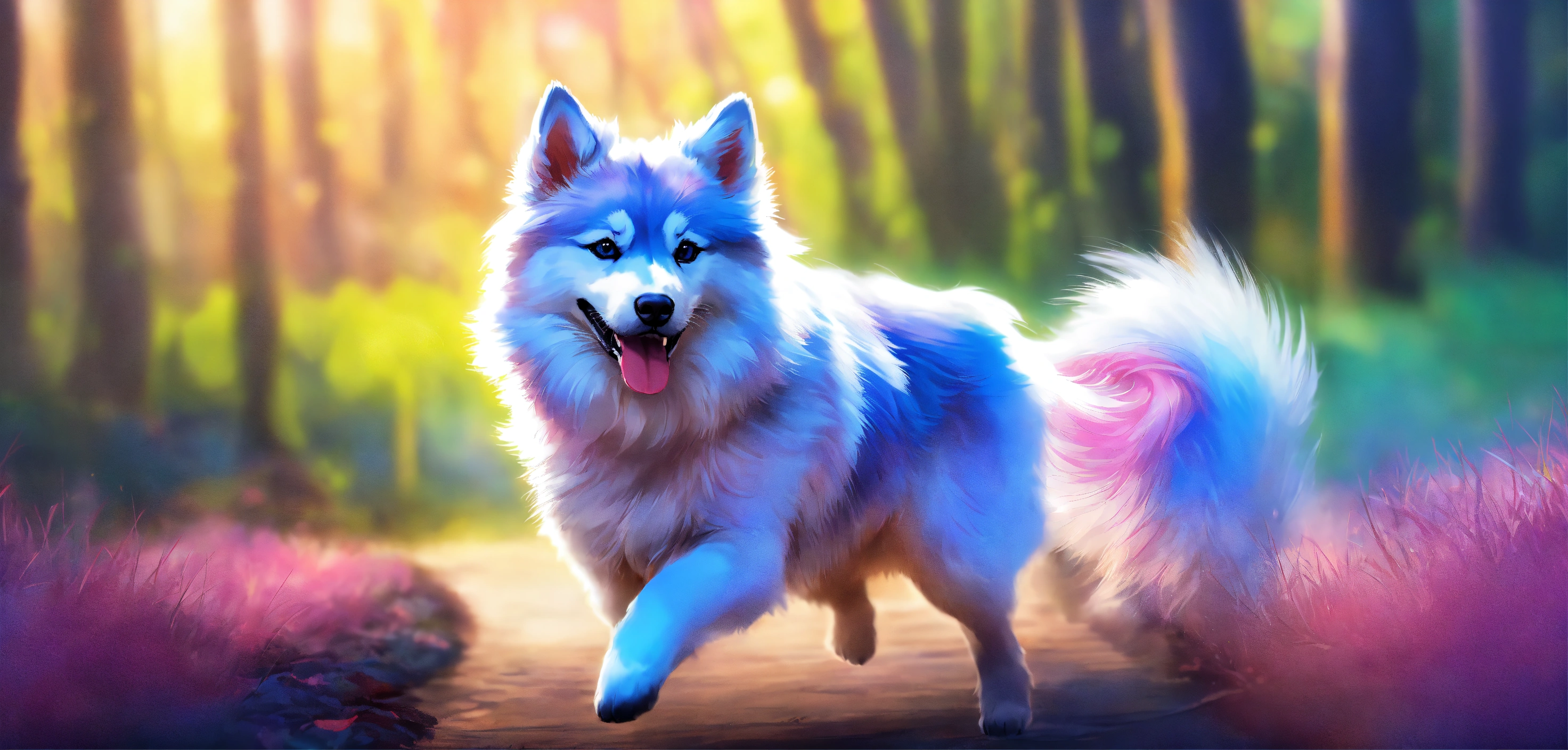 Lexica - An energetic Pomsky struts around with a bushy tail curled ...