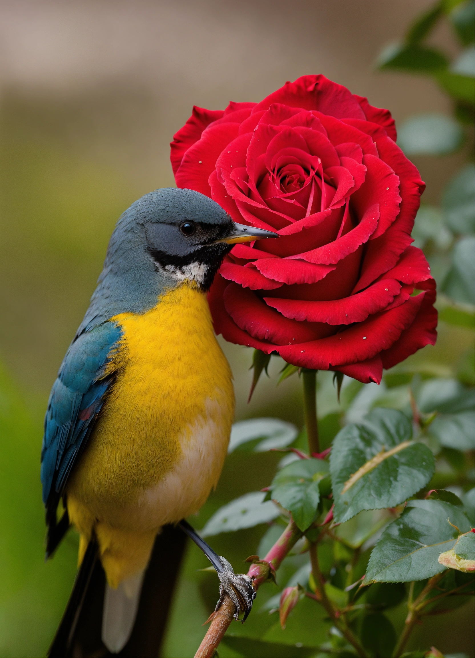 Lexica - A bird holding a red rose