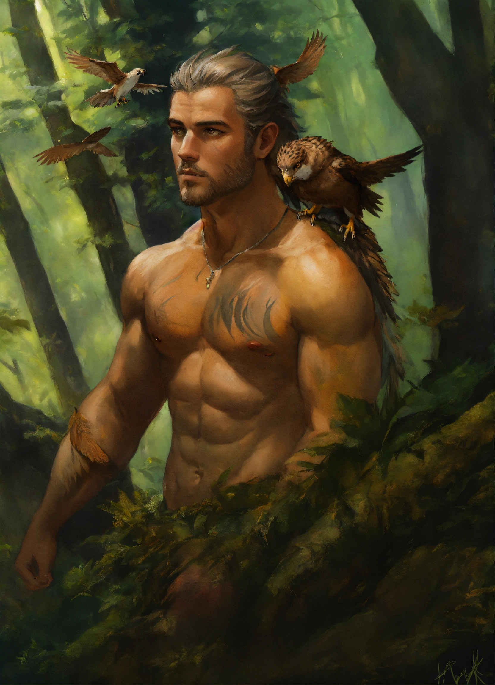 Lexica - Hybrid from man and animal, from the forest, human facial ...