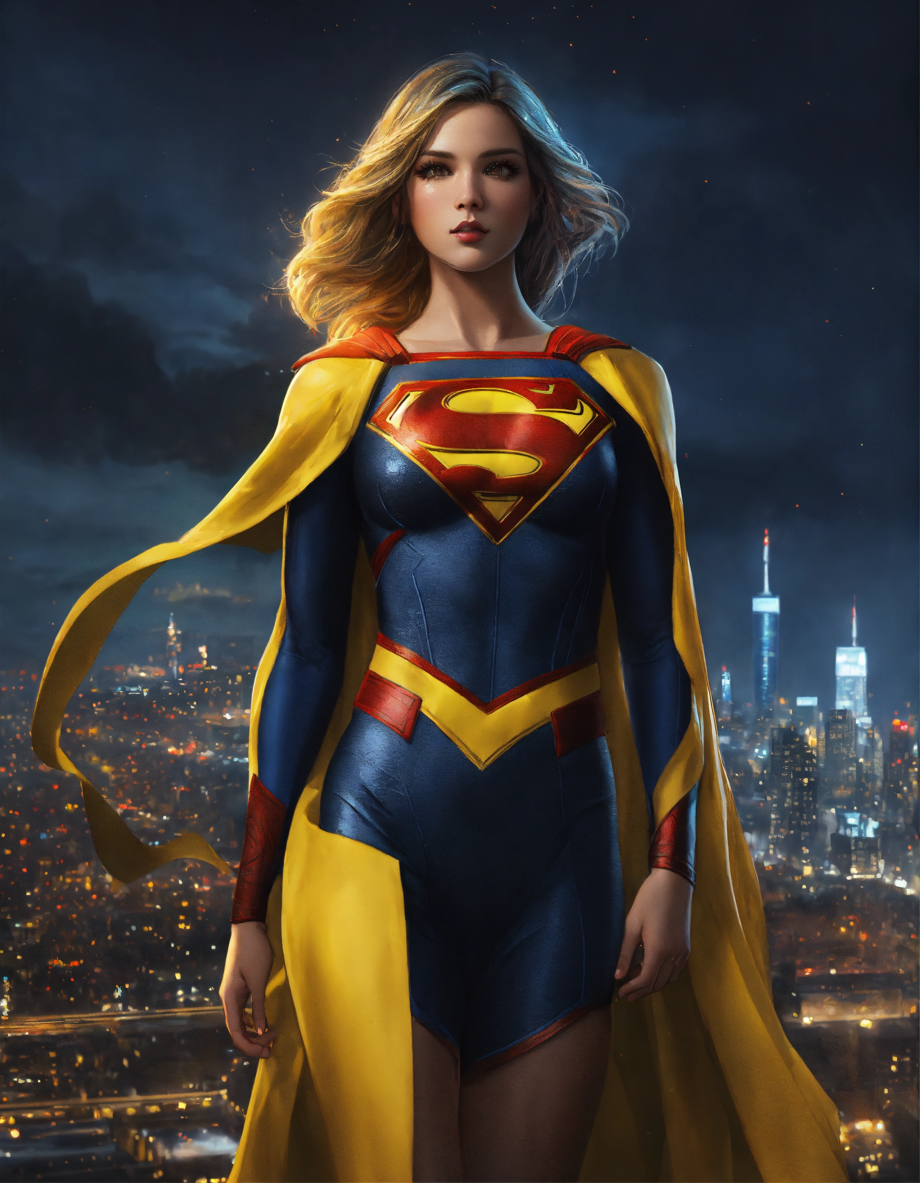 Lexica - Portrait painting of Supergirl wearing a (stunning yellow and ...