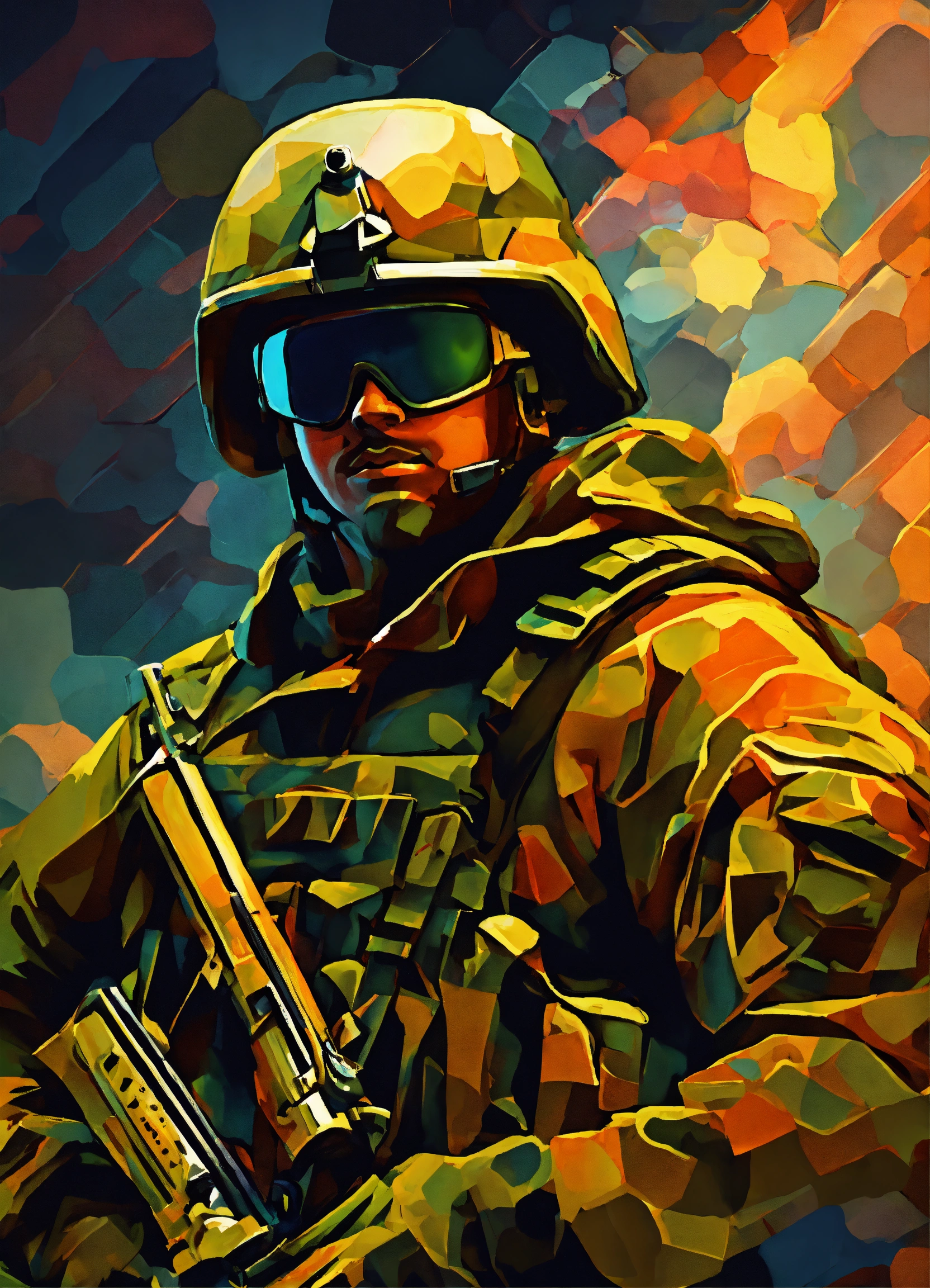 Lexica - Animated abstract art. soldier.