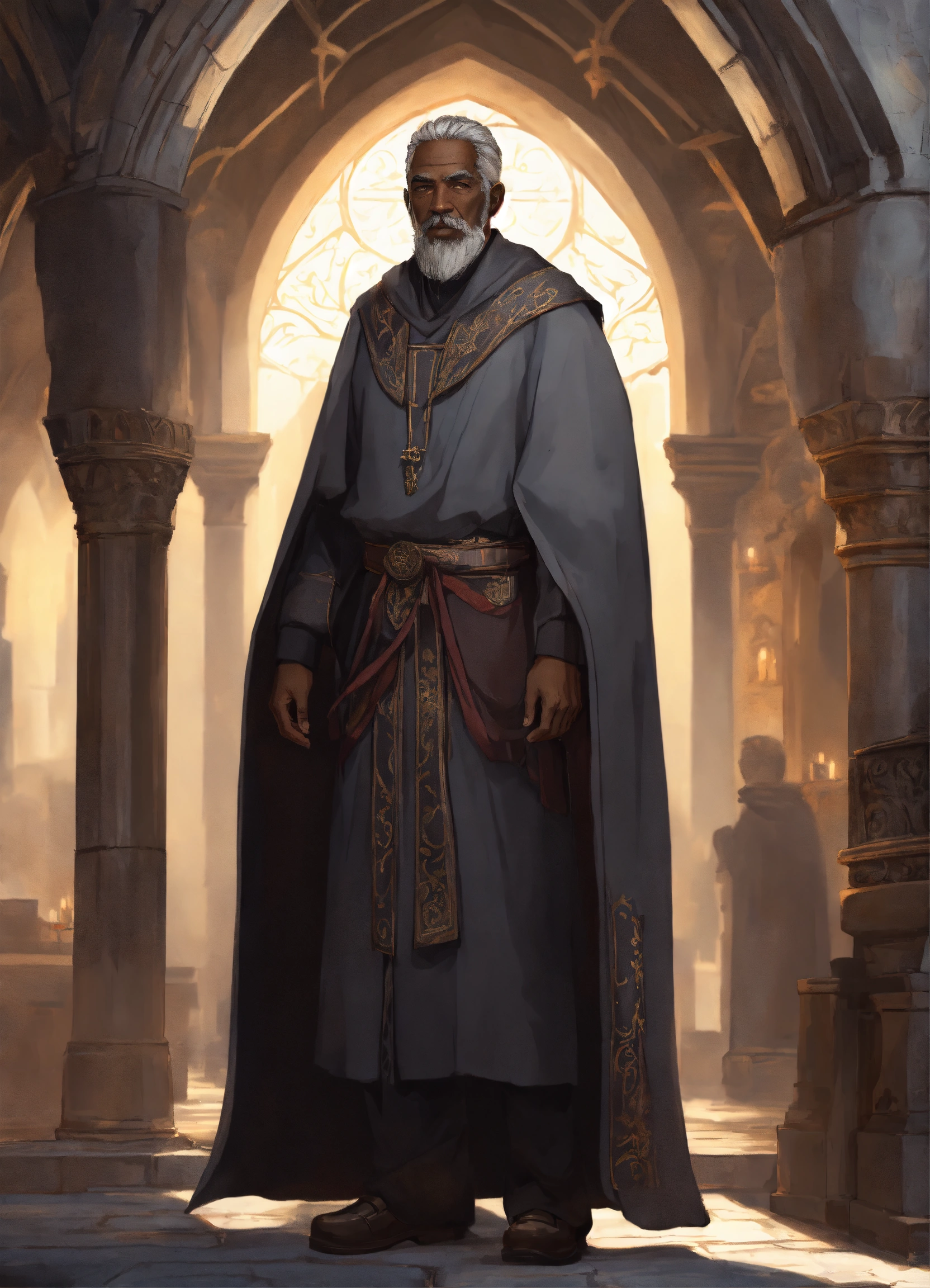 Lexica - Old man wearing gray and black monastic robes, gray short hair ...