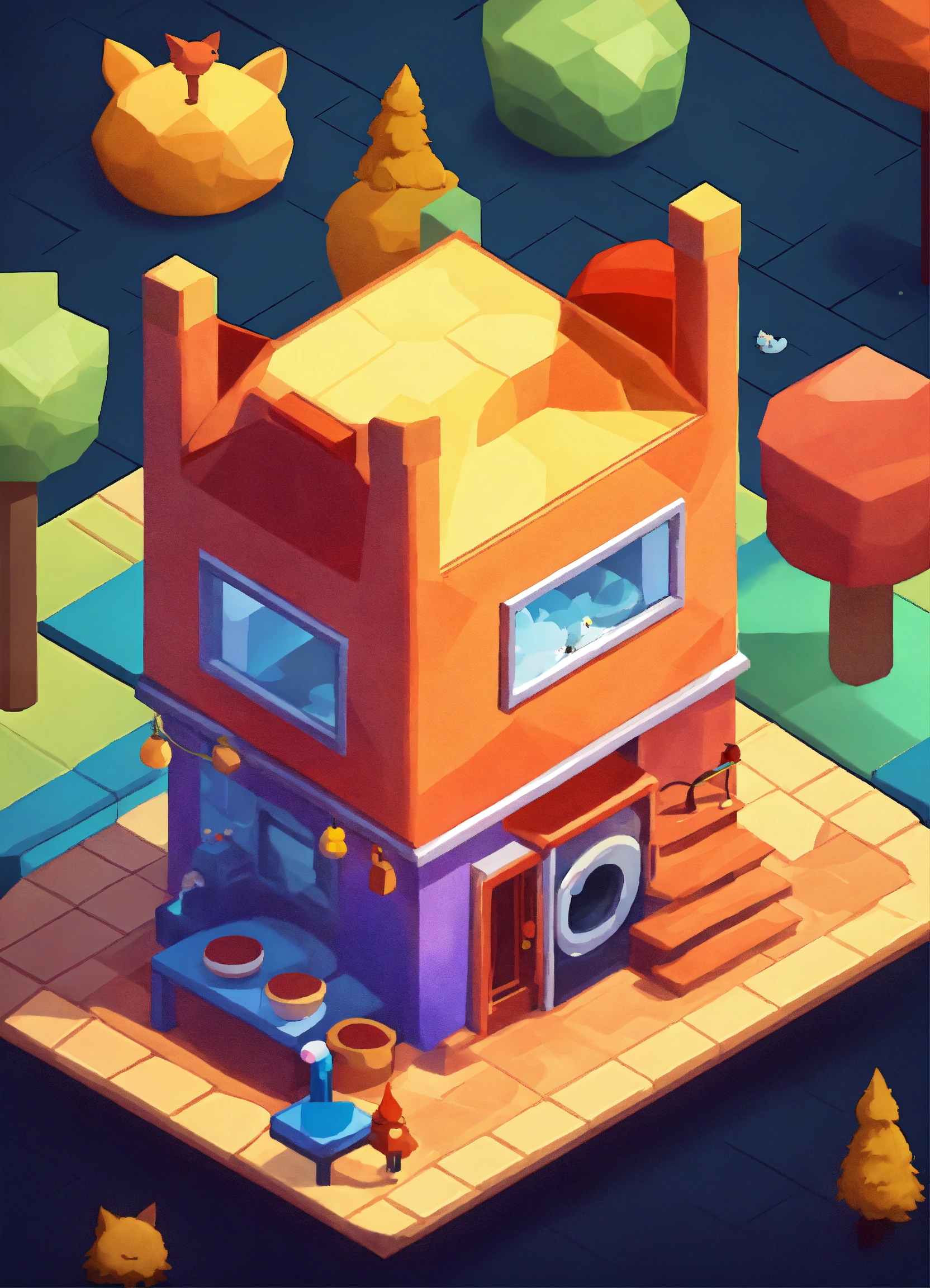 Lexica - Cat art style isometric for mobile game In full growth stands ...