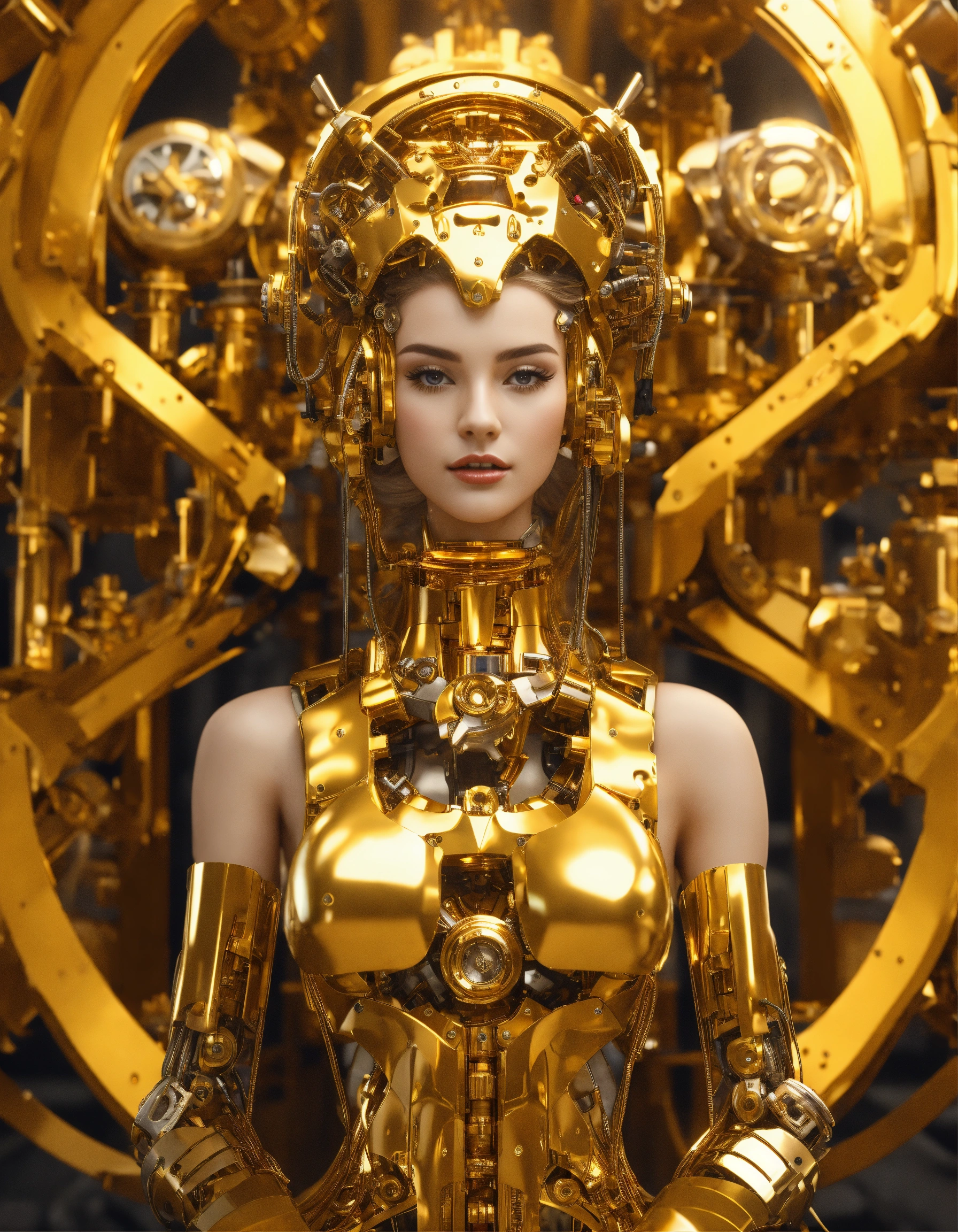 Lexica - Mechanical goddess, golden, gorgeous, quad HD, cfg scale 40