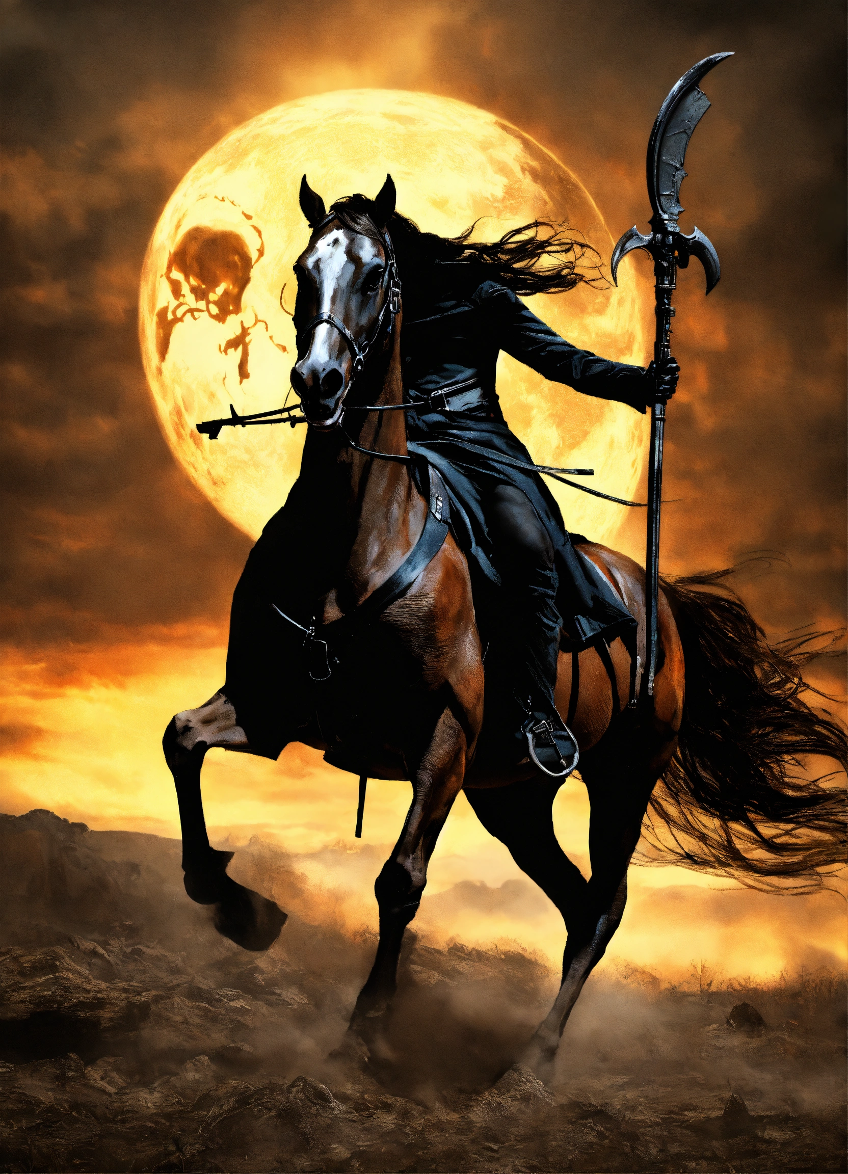 Lexica - Skeletal horse, apocalyptical background, death, Grim Reaper ...