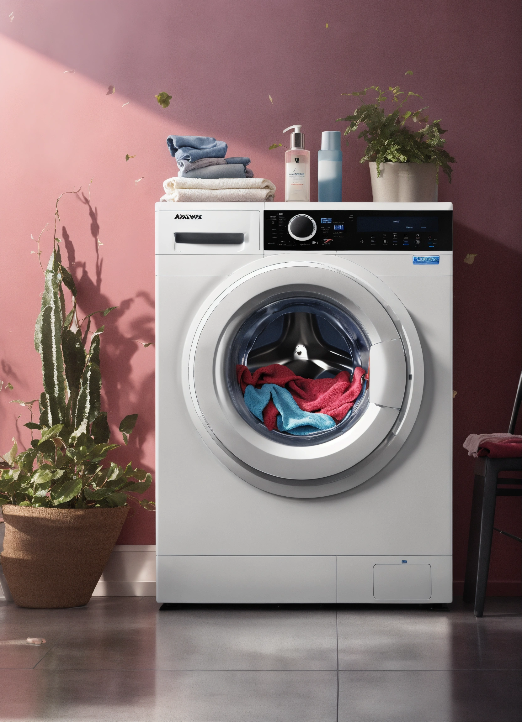 Lexica - Design a print ad for a washing machine called AXIOMWAVE AI-AX1.