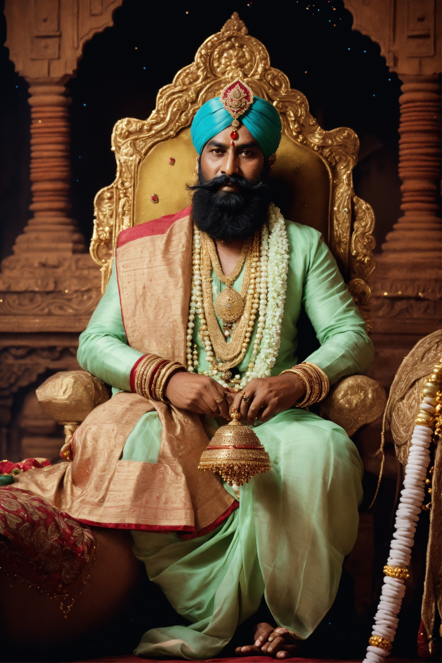 Lexica - Create image of maharaj ajmeedh ji with a royal rajpuuti ...