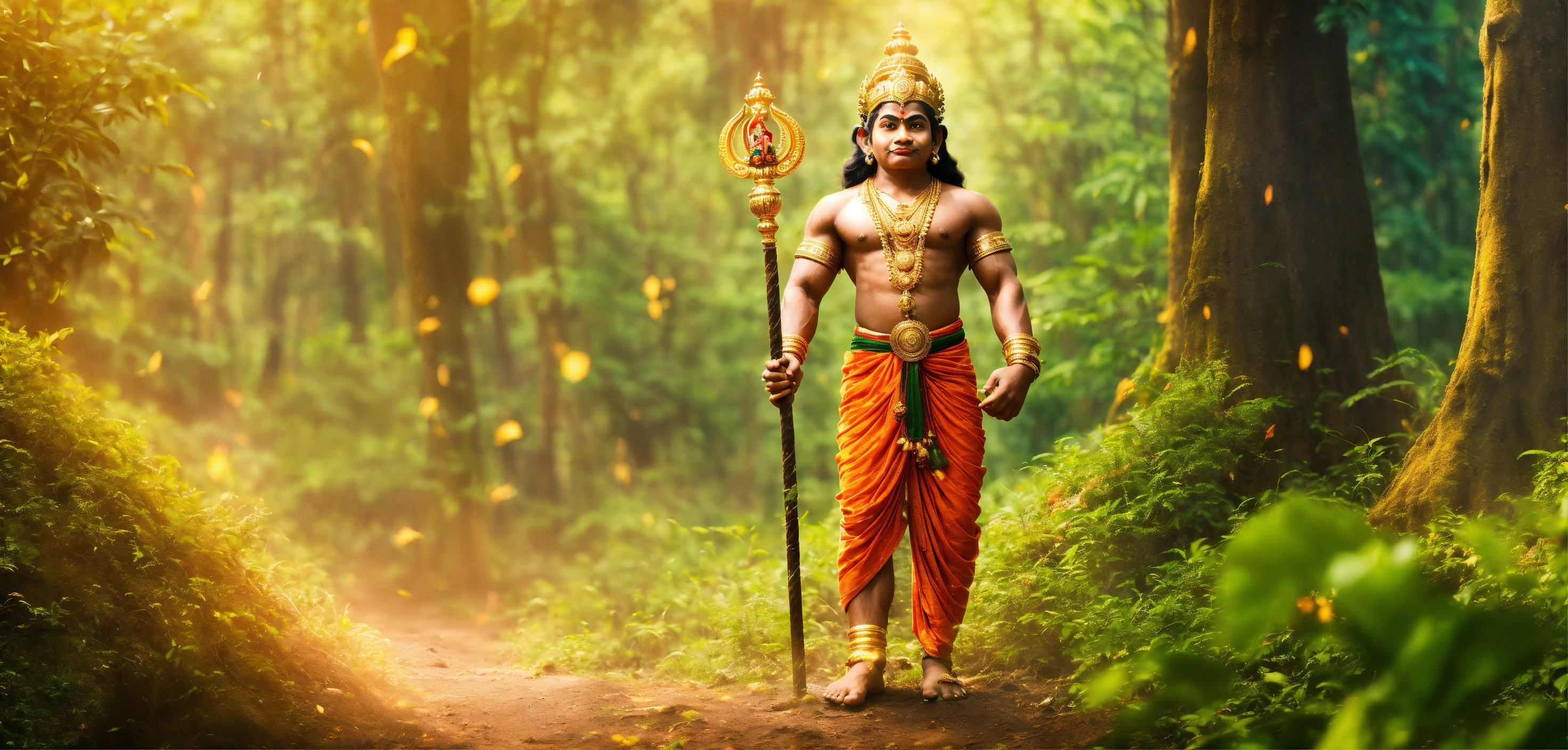 Lexica Hindu god name hanuman , a big mace on his shoulder with gold