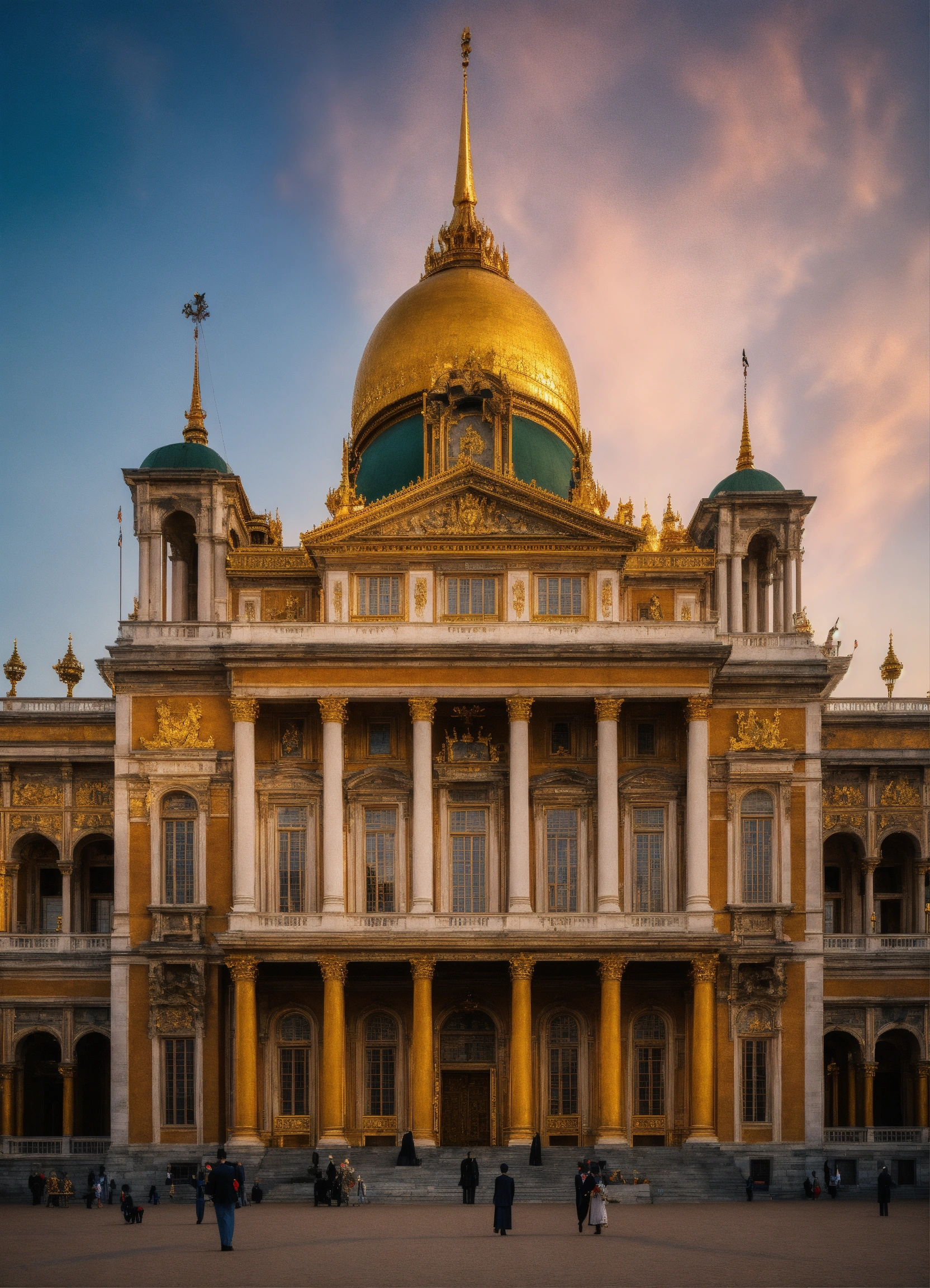 Lexica - A grand royal palace with a dome and a flag