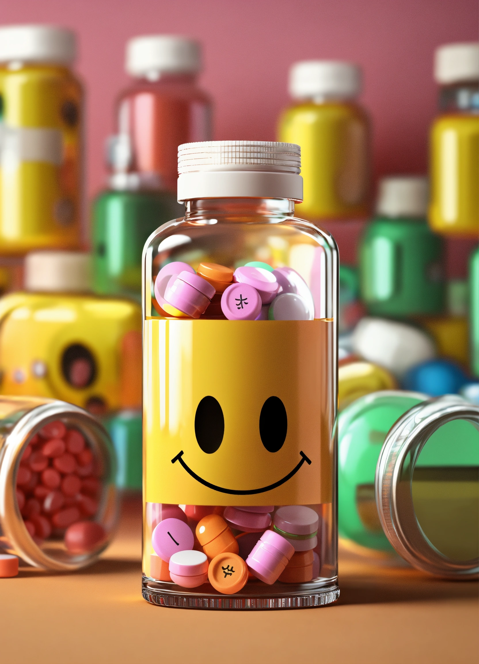 Lexica - Tiny pill tablets with smiley faces on them, inside pill ...