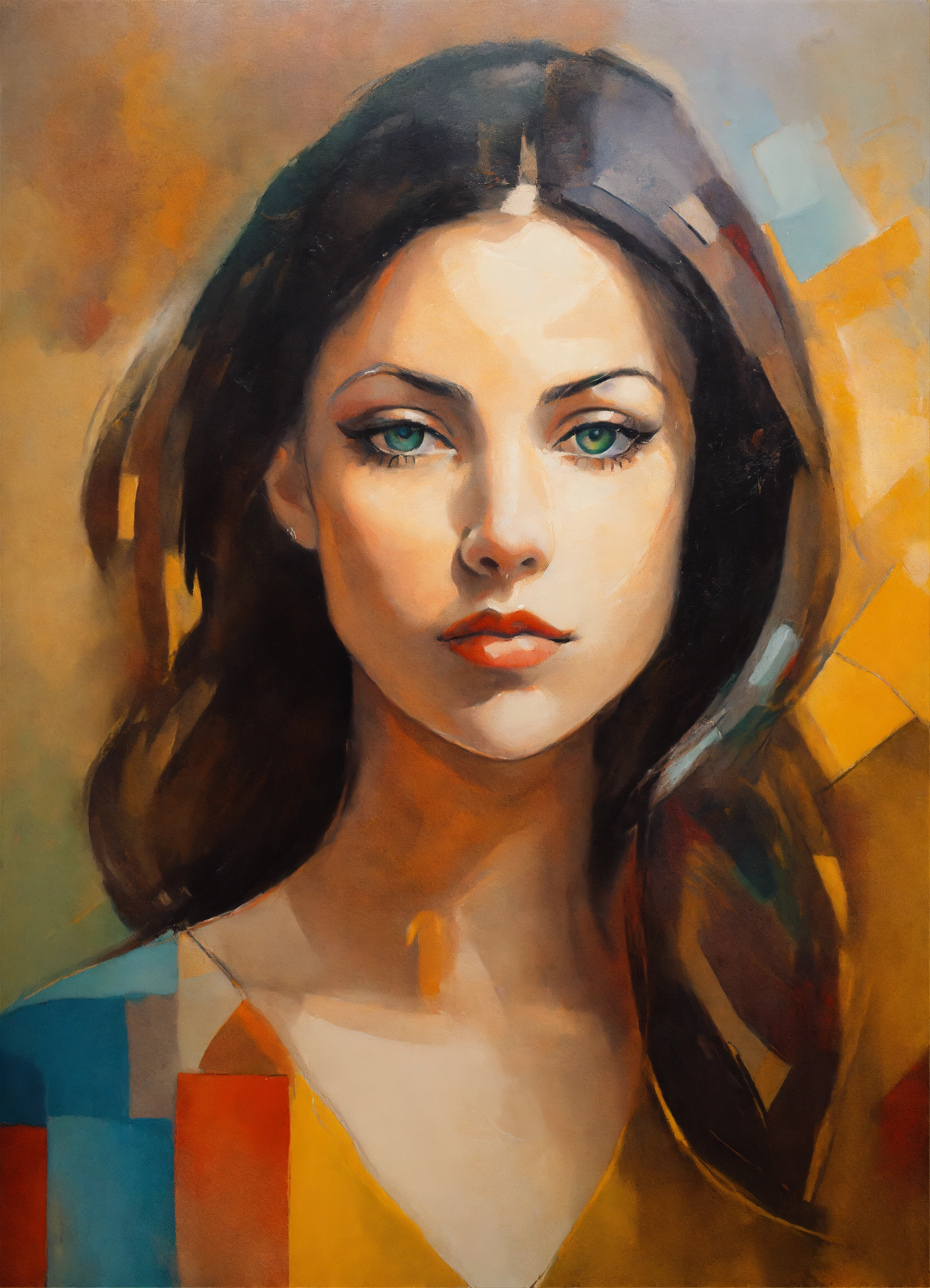 Lexica - Abstract and minimalist oil painting of a beautiful, different ...