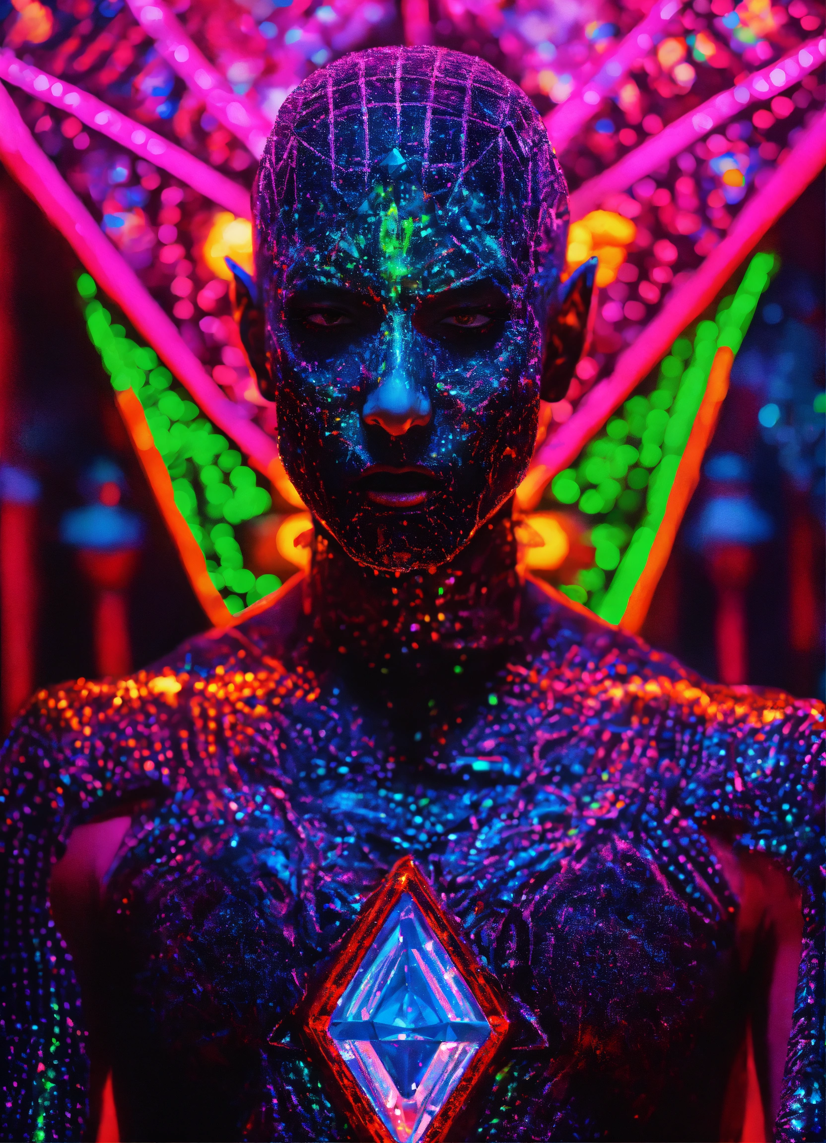Lexica - Ultra realistic Pinhead in a diamond neon black light DMT ...