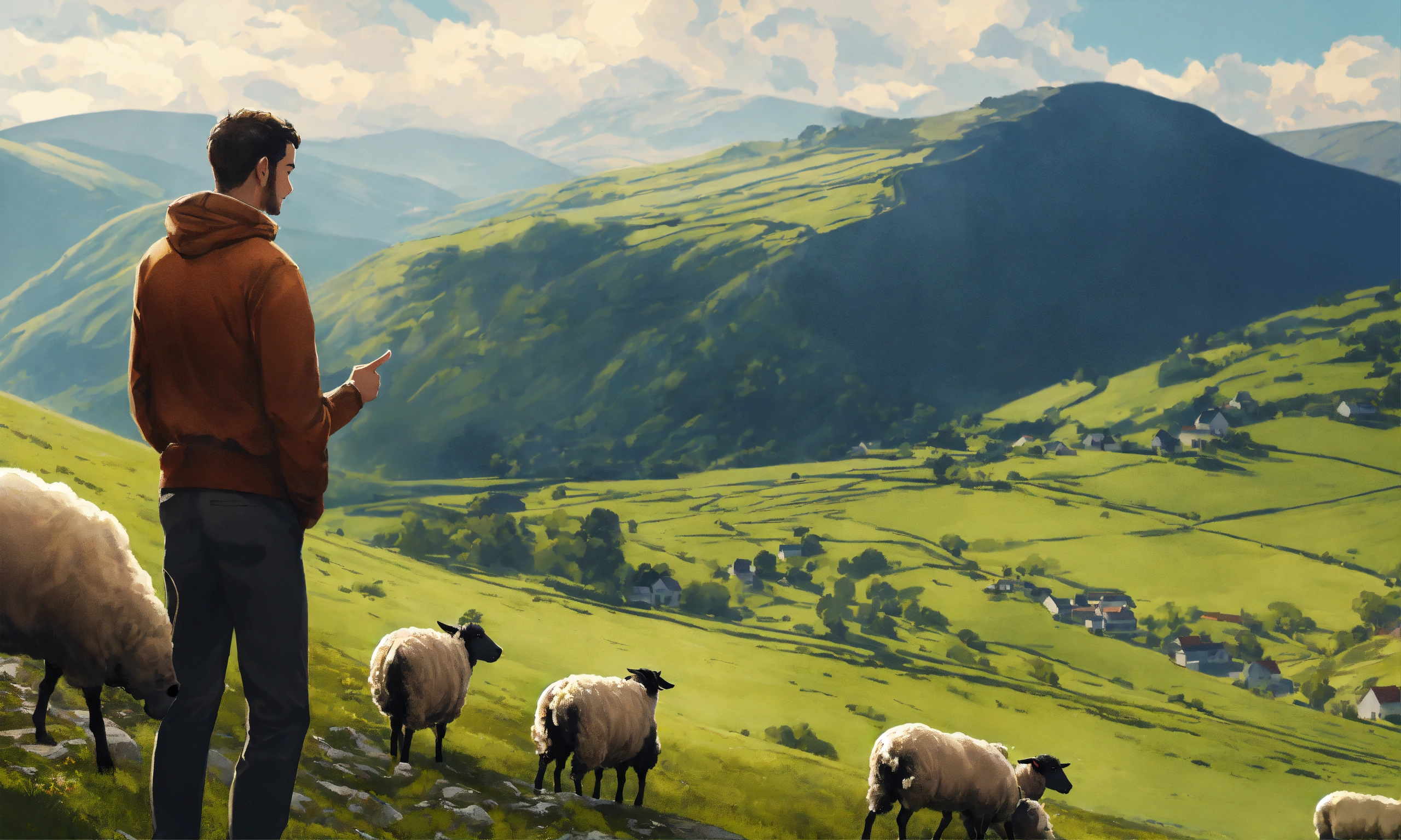 Lexica - Very high detailed 2d illustration, closeup of man pointing ...