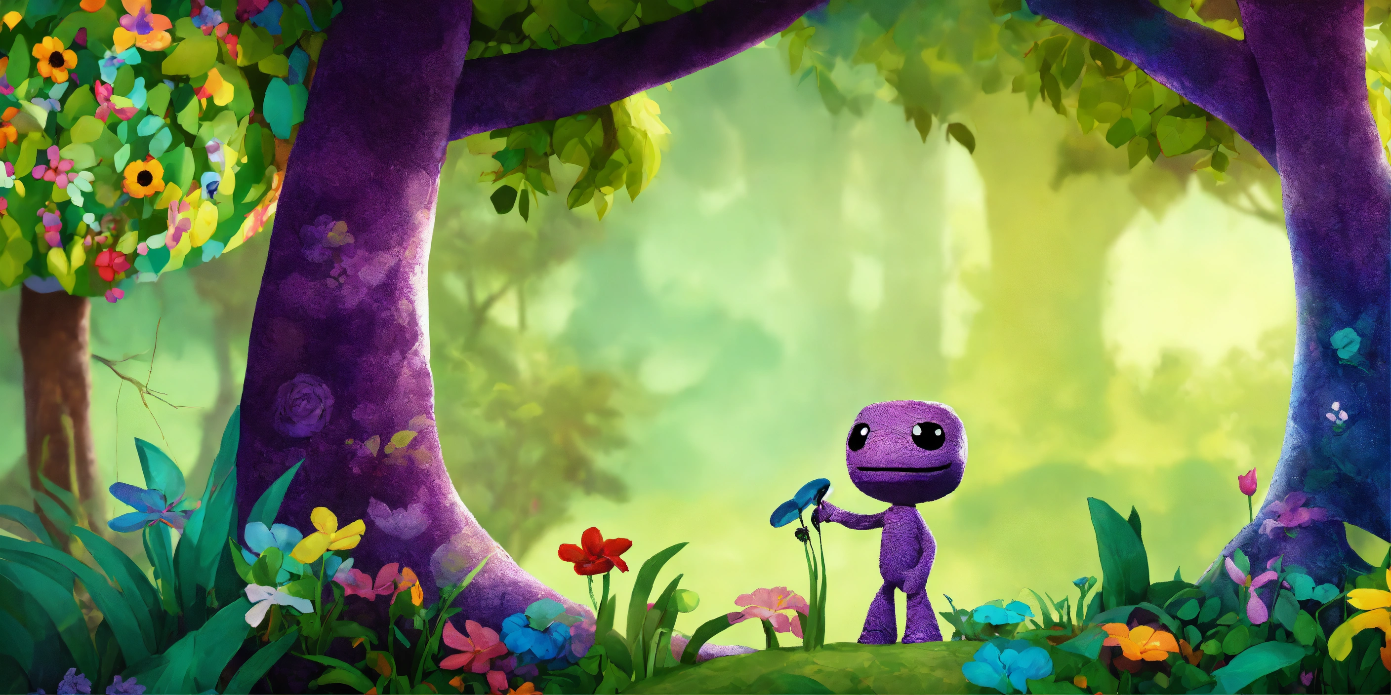 Lexica - Adam and Eve as Sackboy like people, facing one another, Eve ...