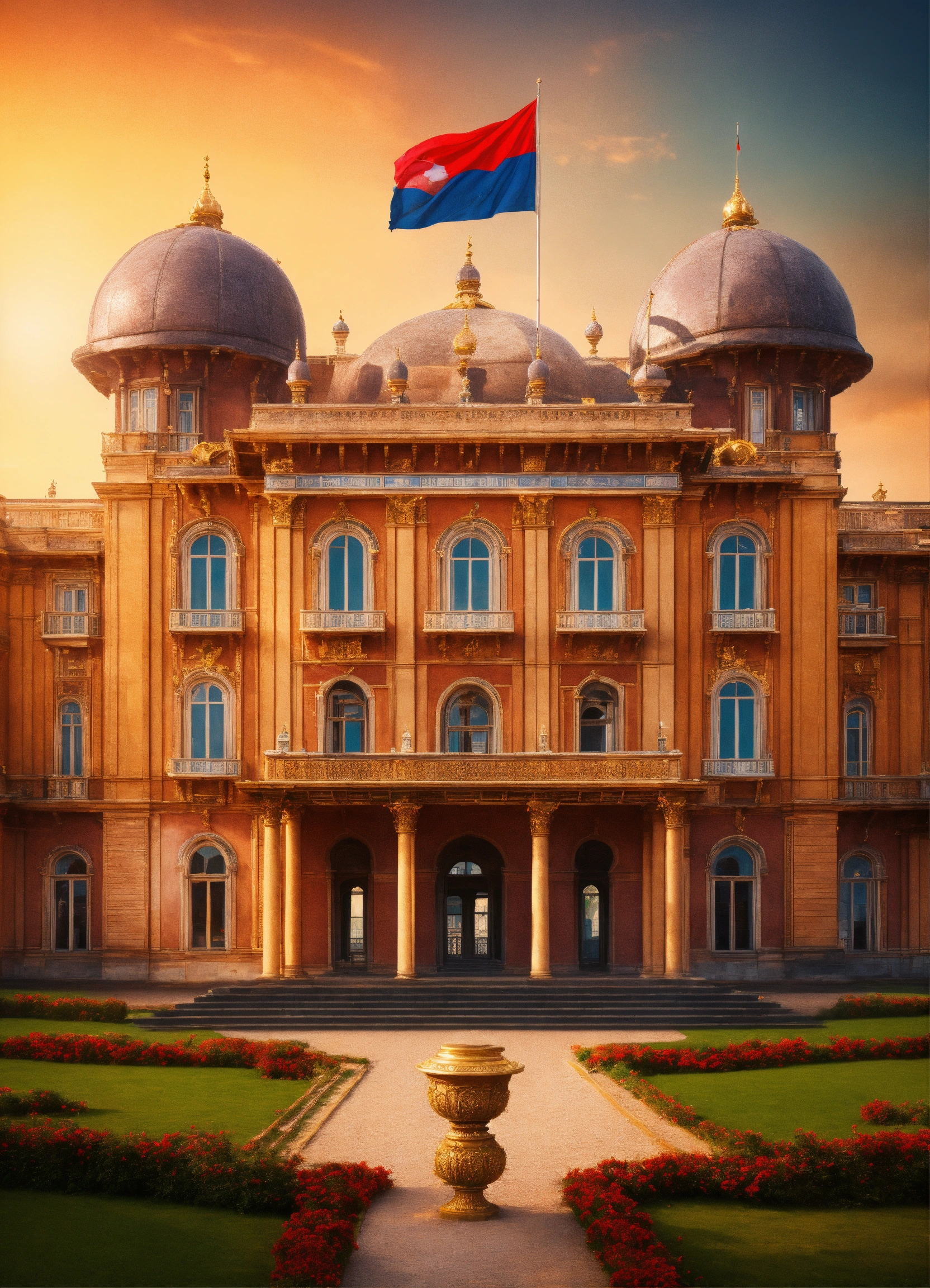 Lexica - A beautiful palace with a dome and a flag