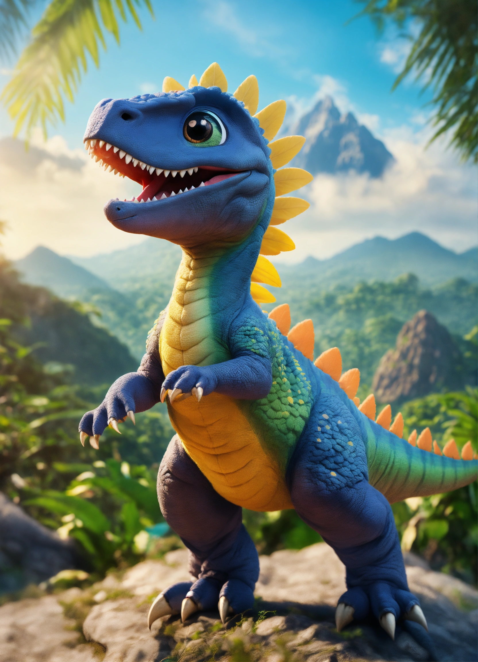 Lexica - An adorable and fluffy baby t-res dinosaur with big color eyes ...