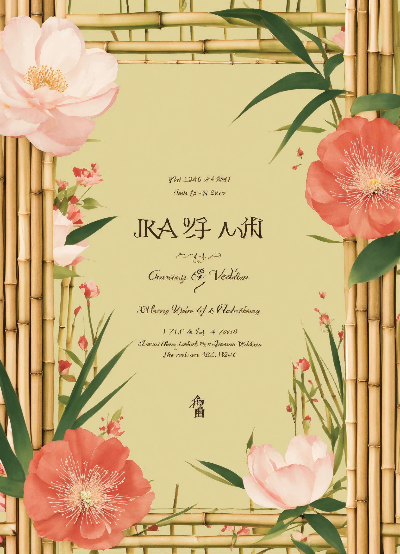 Lexica - A beautiful bamboo and floral wedding invitation design for a ...