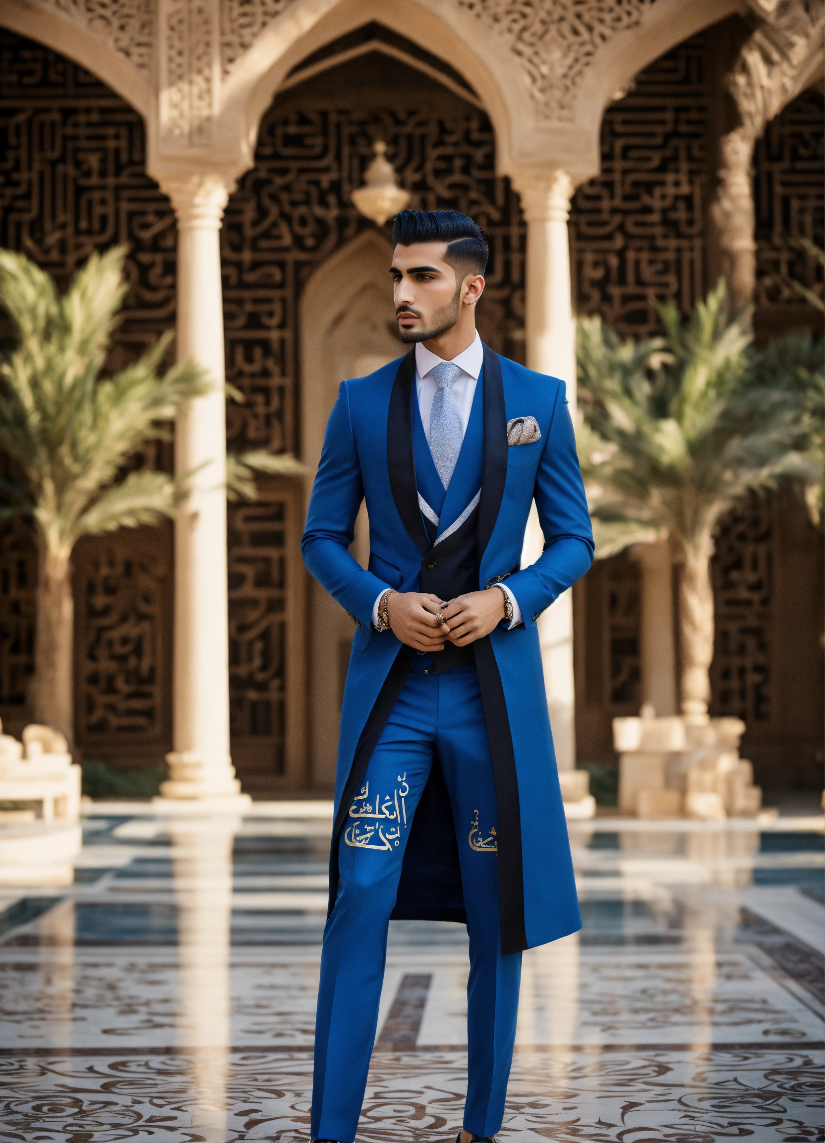 Lexica - Beatiful men arab model fashion wearing suit haute couture ...