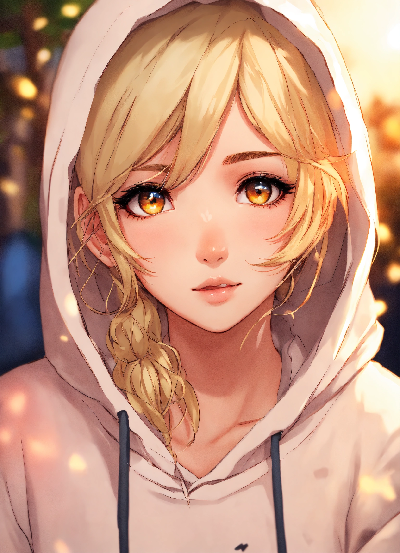 Lexica - Short white female, short dirty blonde hair, beautiful eyes, rosy  cheeks, thick eyeliner, white hoodie, pj pants, anime