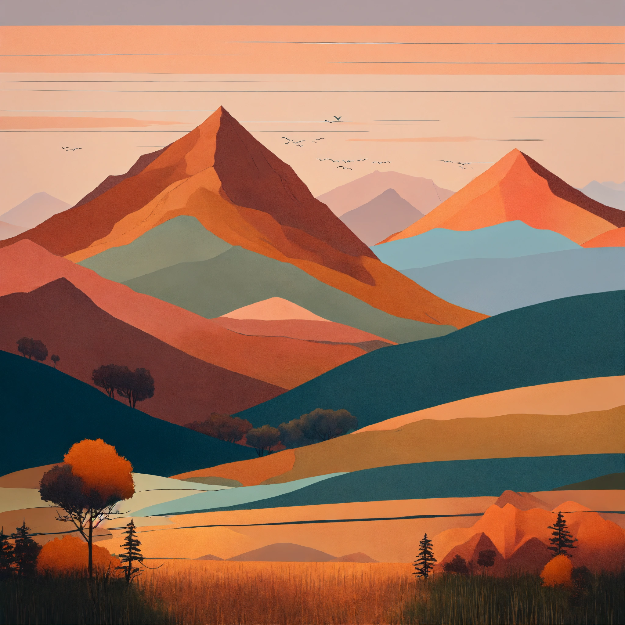 Lexica - Boho art Minimalist landscape mountains