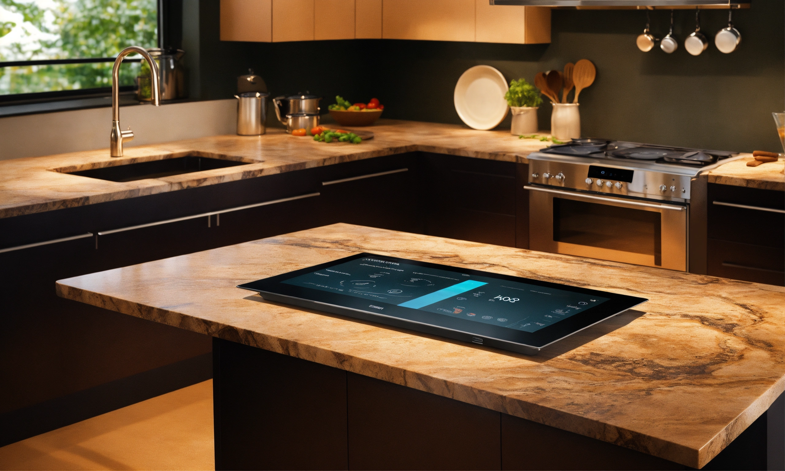 Lexica - Visualize a kitchen island, prominently featuring a 7-inch ...