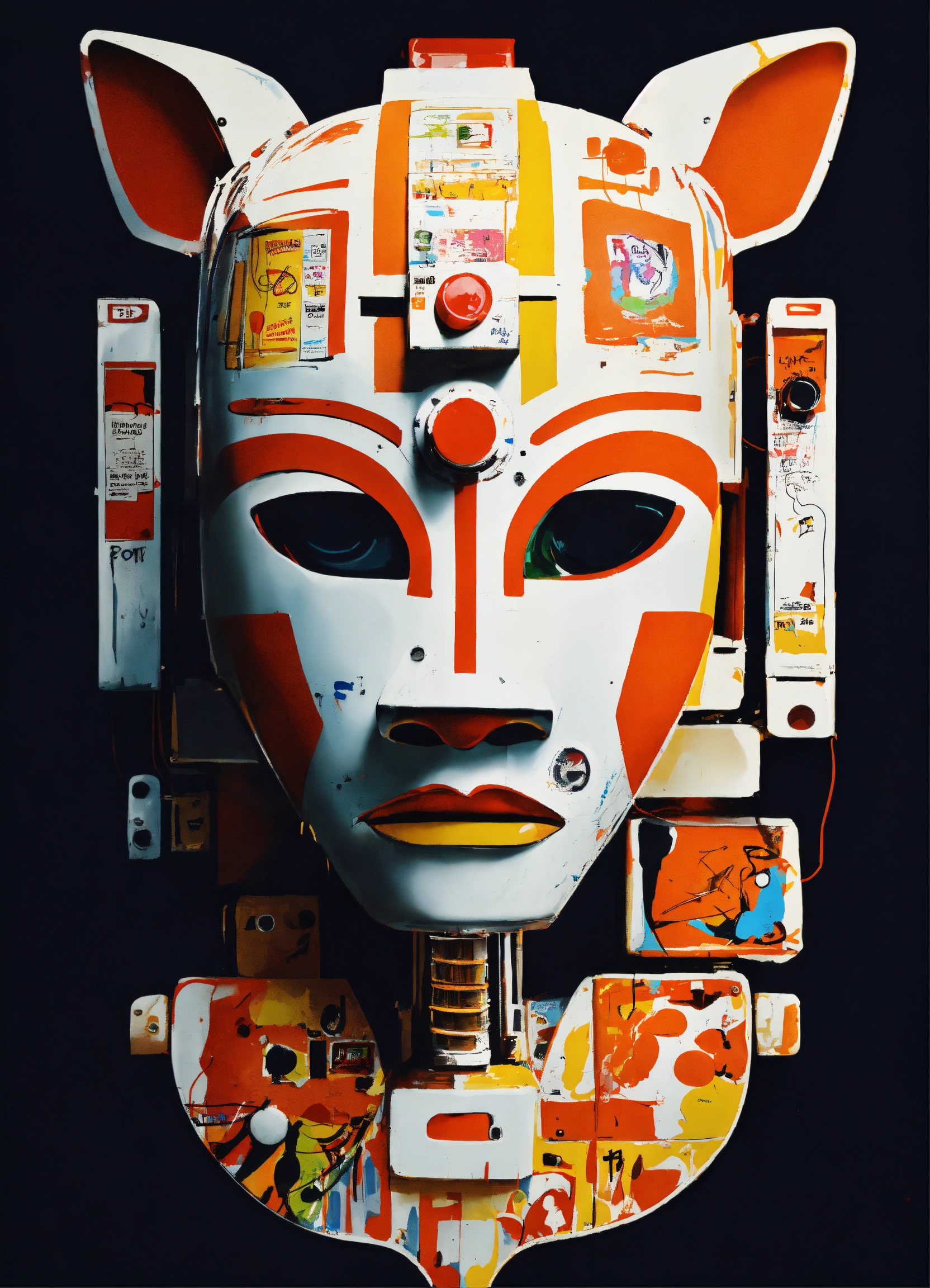 Lexica - Graffiti art robot collage style abstract edgy expressionism ...