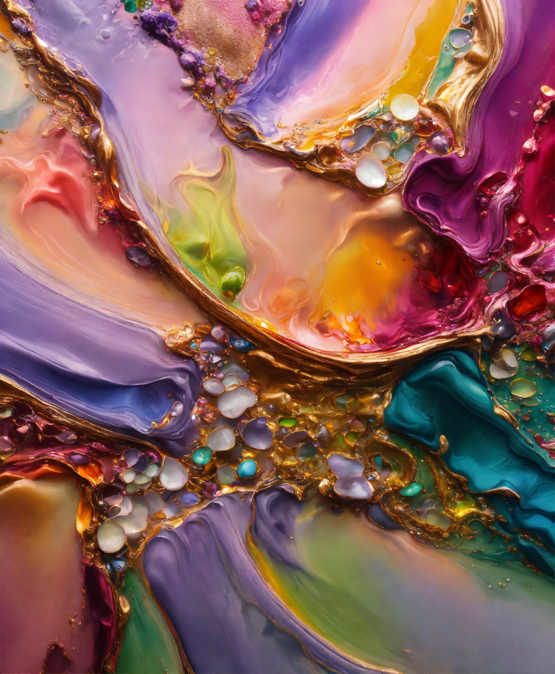 Lexica - Colorful abstract painting oil and water complex complicated ...