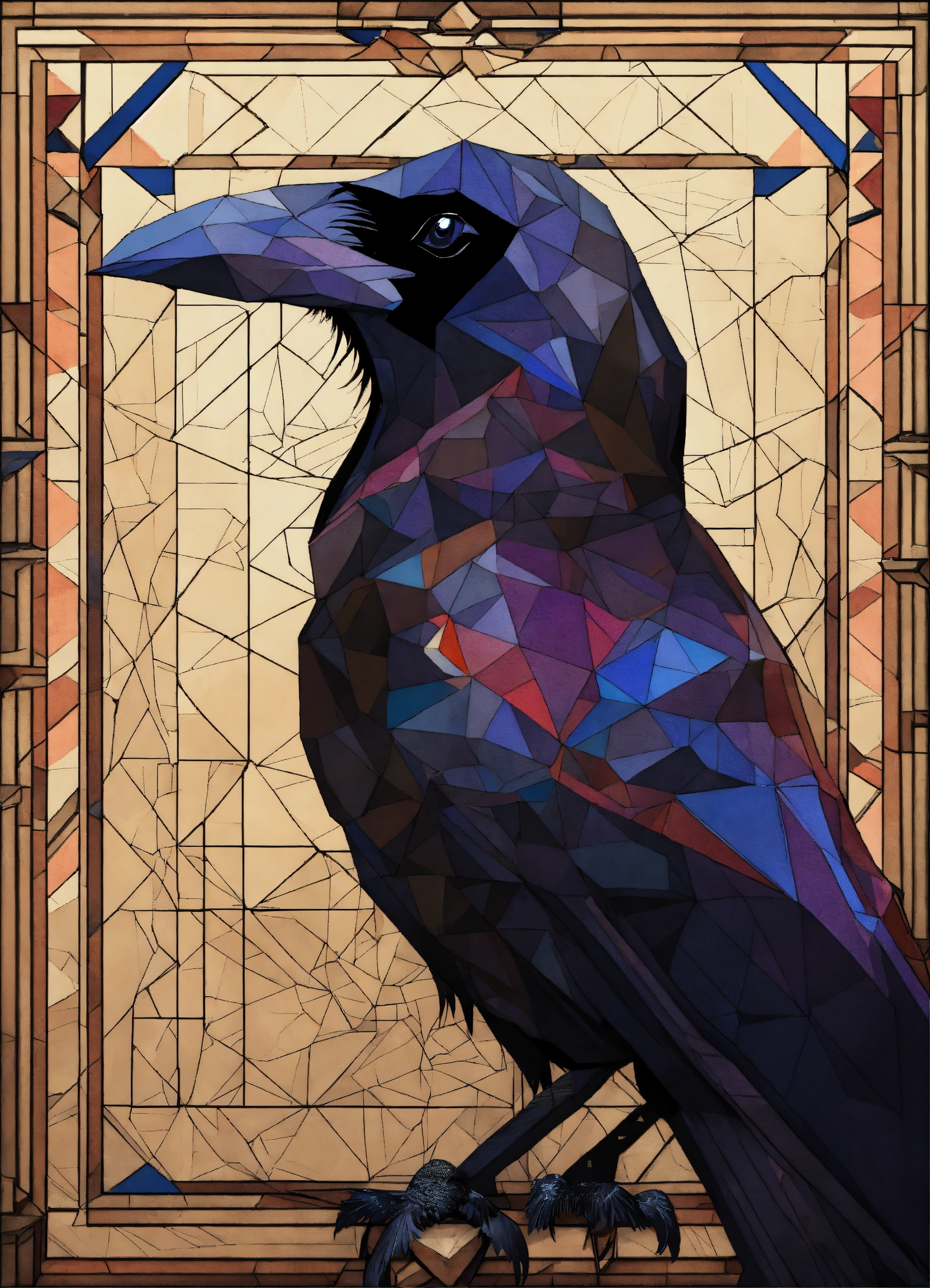 Lexica - Raven geometric portrait