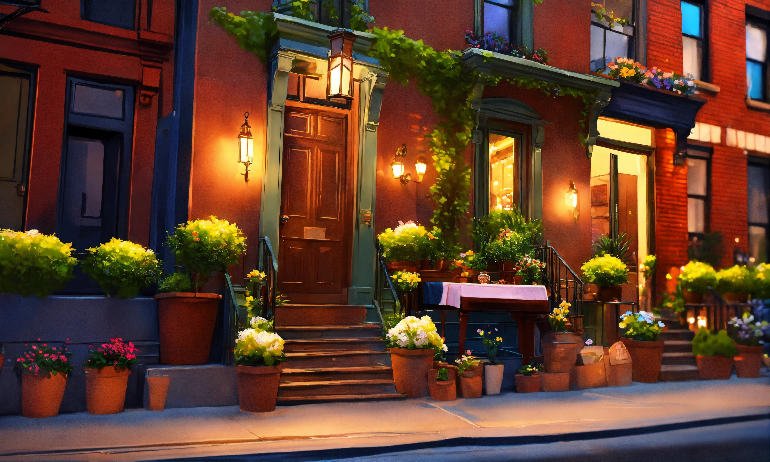 Lexica - Epic shot of a brownstone houses in Greenwich Village in New ...